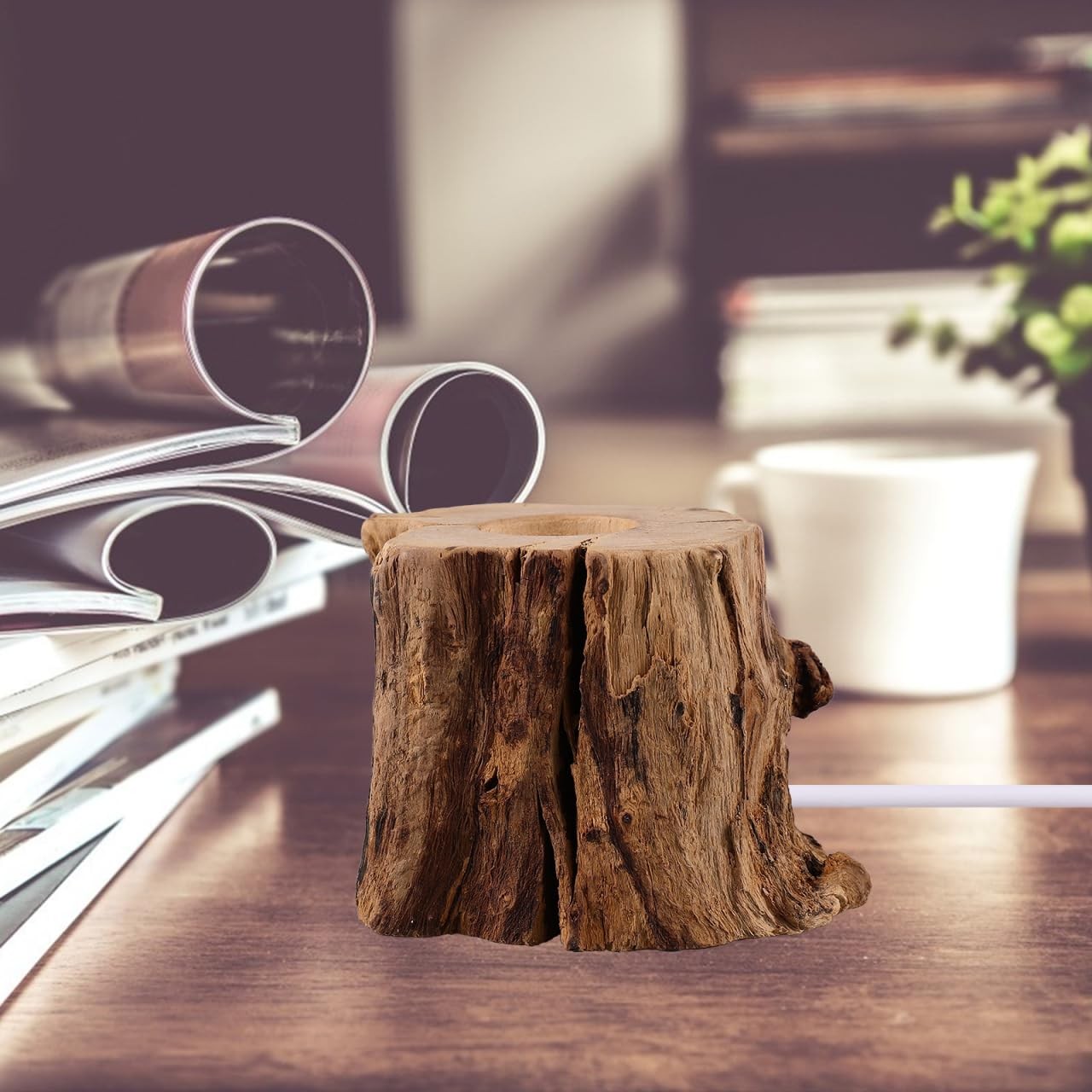 Tree Stump Led Light Base USB Charging Crystal Ball Display Stand for Home Of…