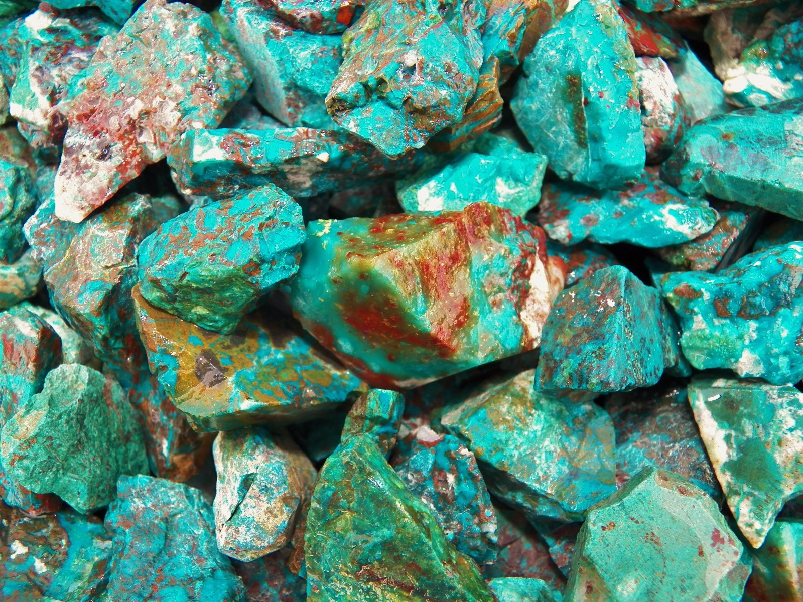 1000 Carat Lots of Chrysocolla & Turquoise Rough – Plus a FREE Faceted Gemstone