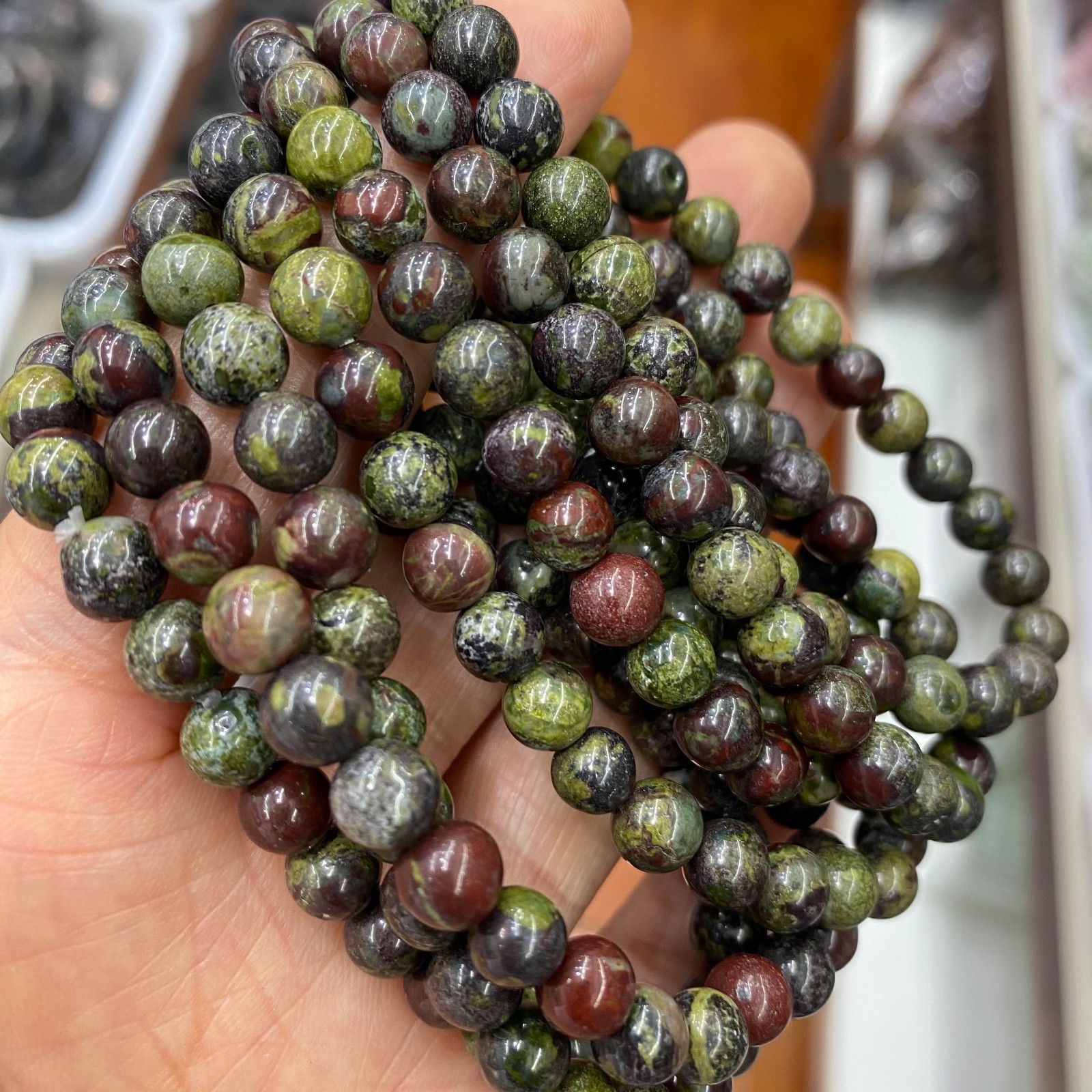 Wholesale 10Pcs Dragon Blood Stone 6mm Quartz Crystal Stretch Bracelet