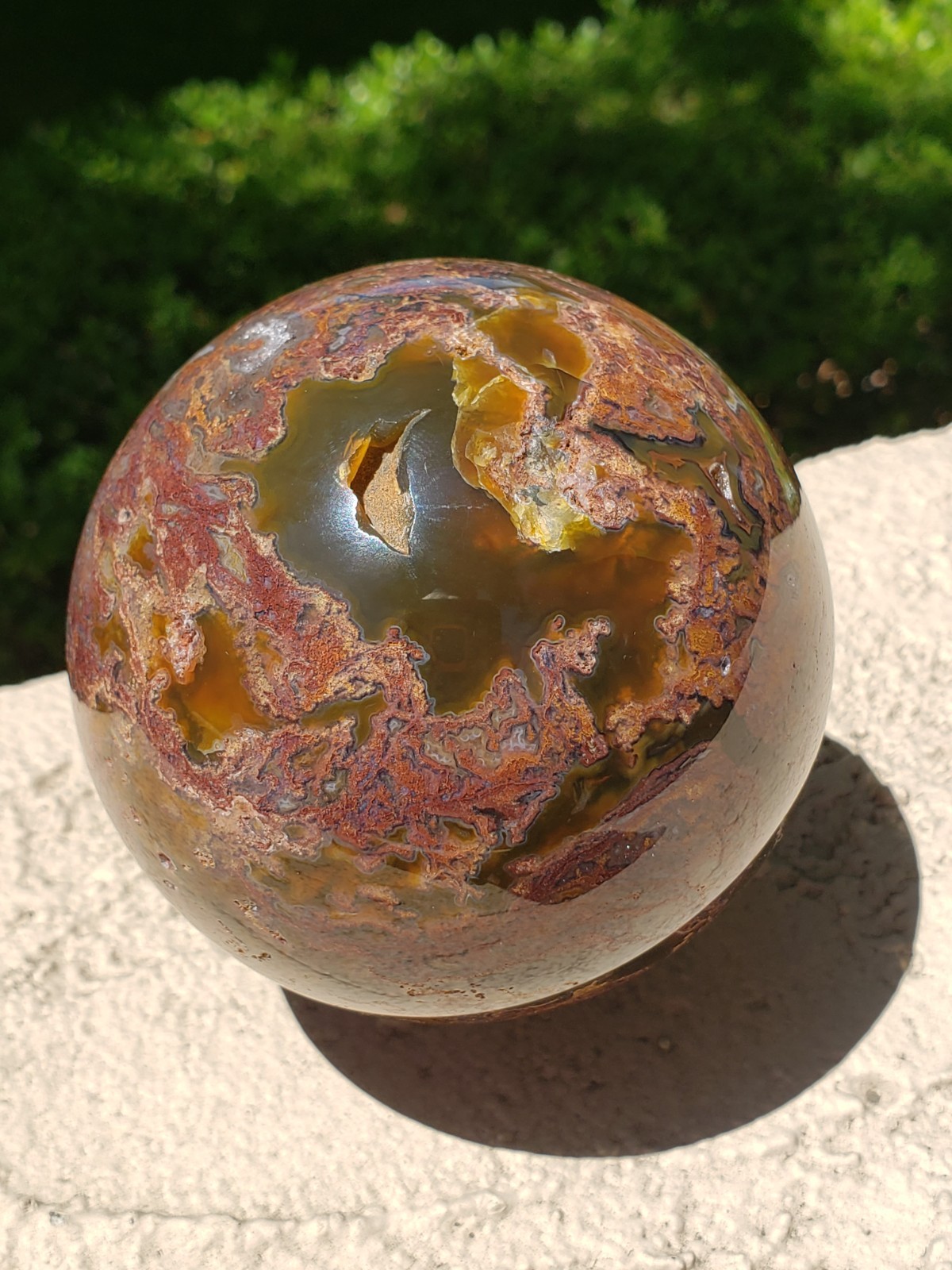 3.45″ Natural Red Moss Agate Quartz Crystal Mineral Sphere Ball Orb, 920g