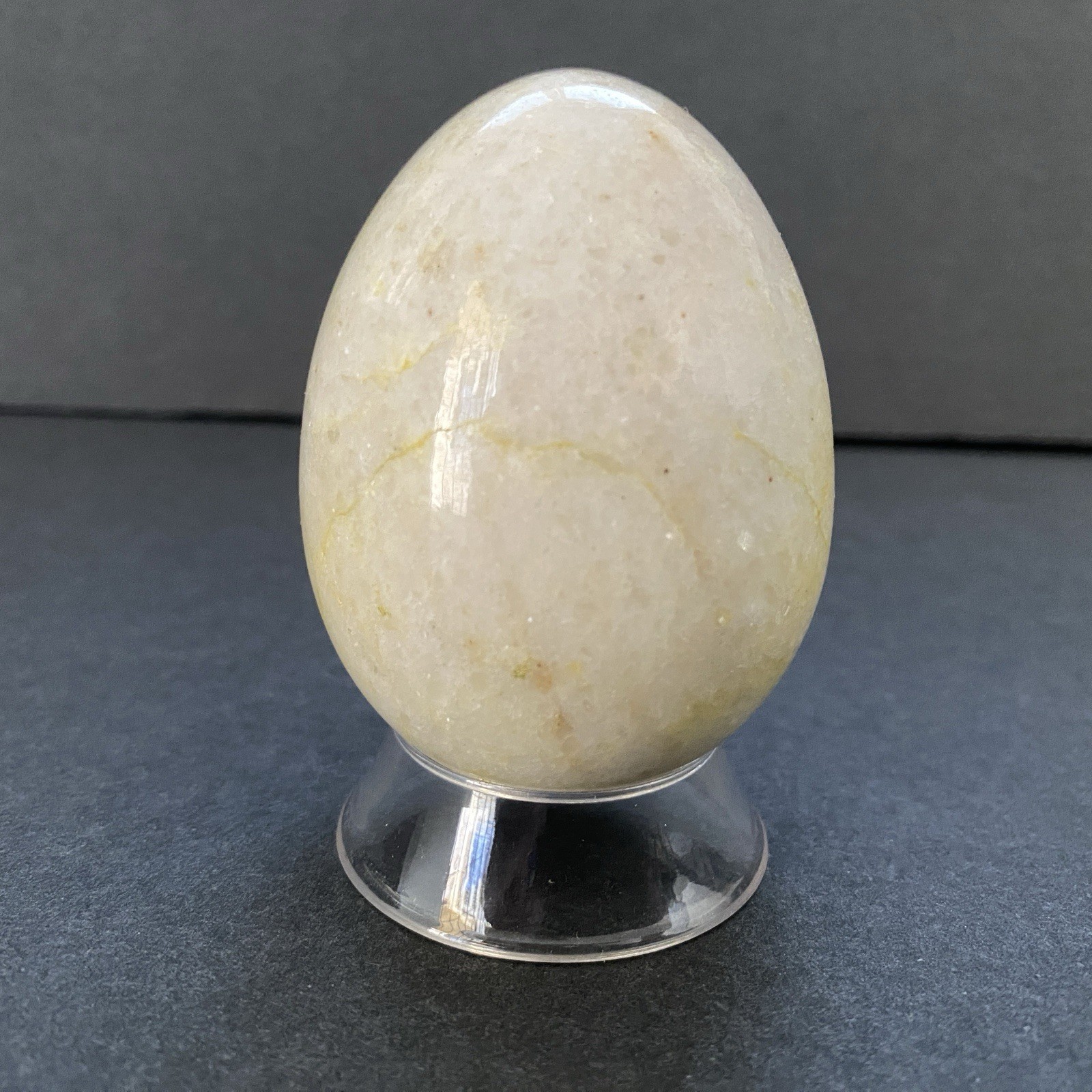 Natural Onyx Stone Egg With Stand Hand Polished Banded Agate Calcite Crystal