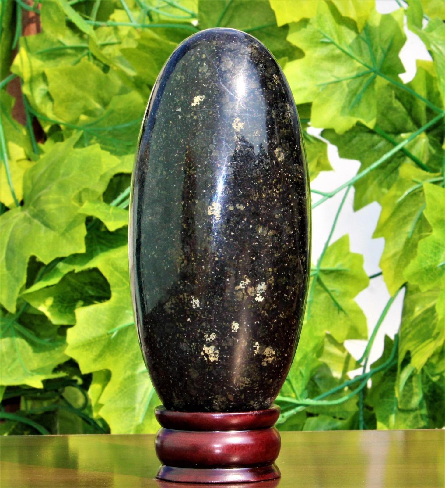185MM Black Nuummite Crystal Healing Energy Reiki Aura Metaphysical Stone Lingam