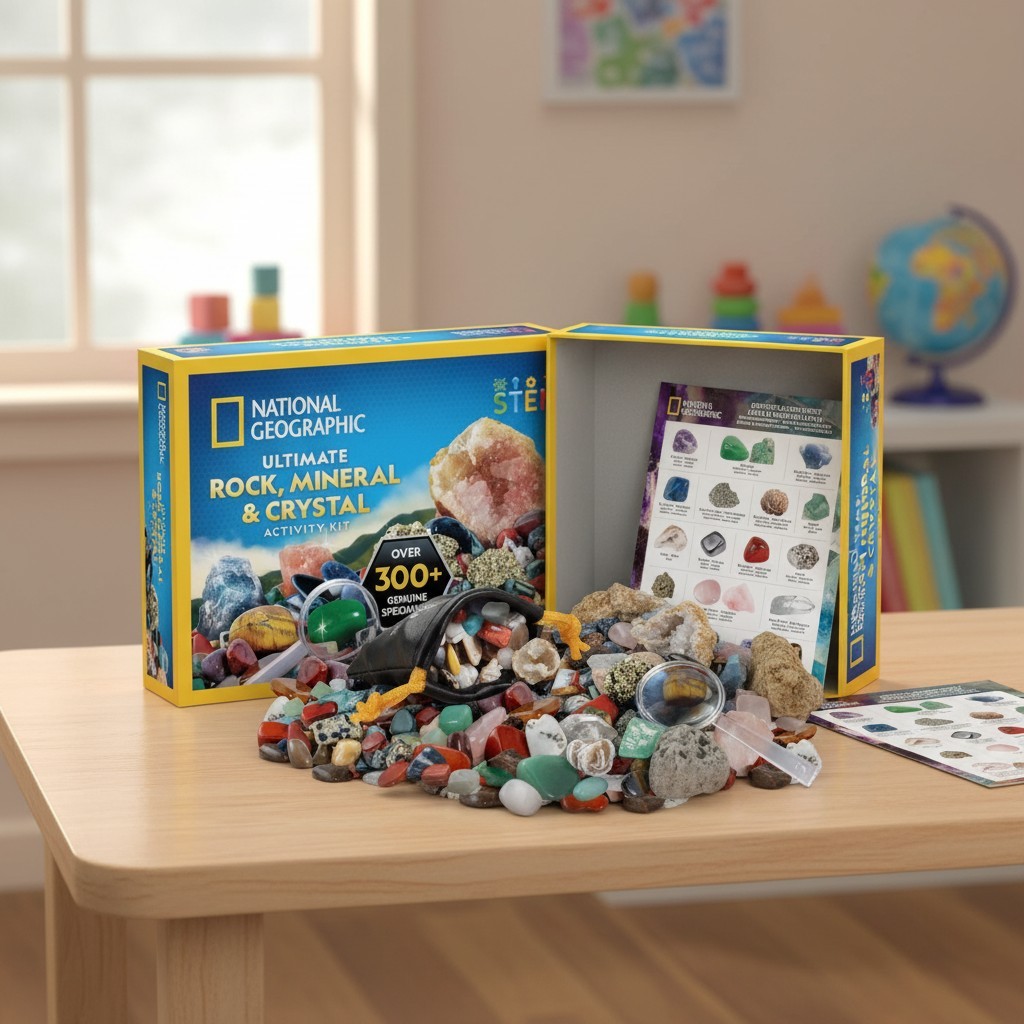 Geology Gift Set for Kids with Over 300 Rock, Mineral, and Crystal Specimens