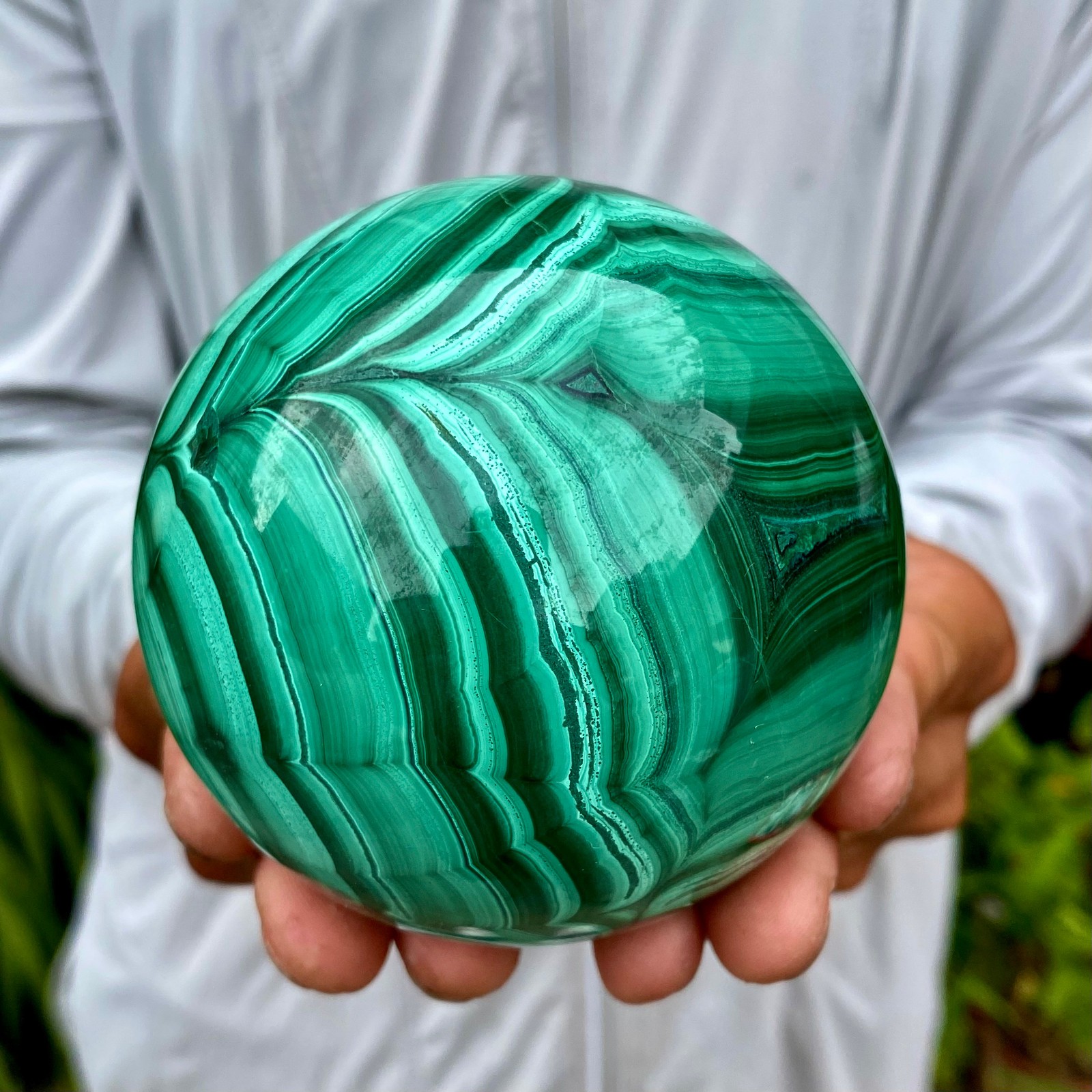 2.51LB Rare Natural Malachite quartz hand Carved sphere Crystal Healing Gem ball