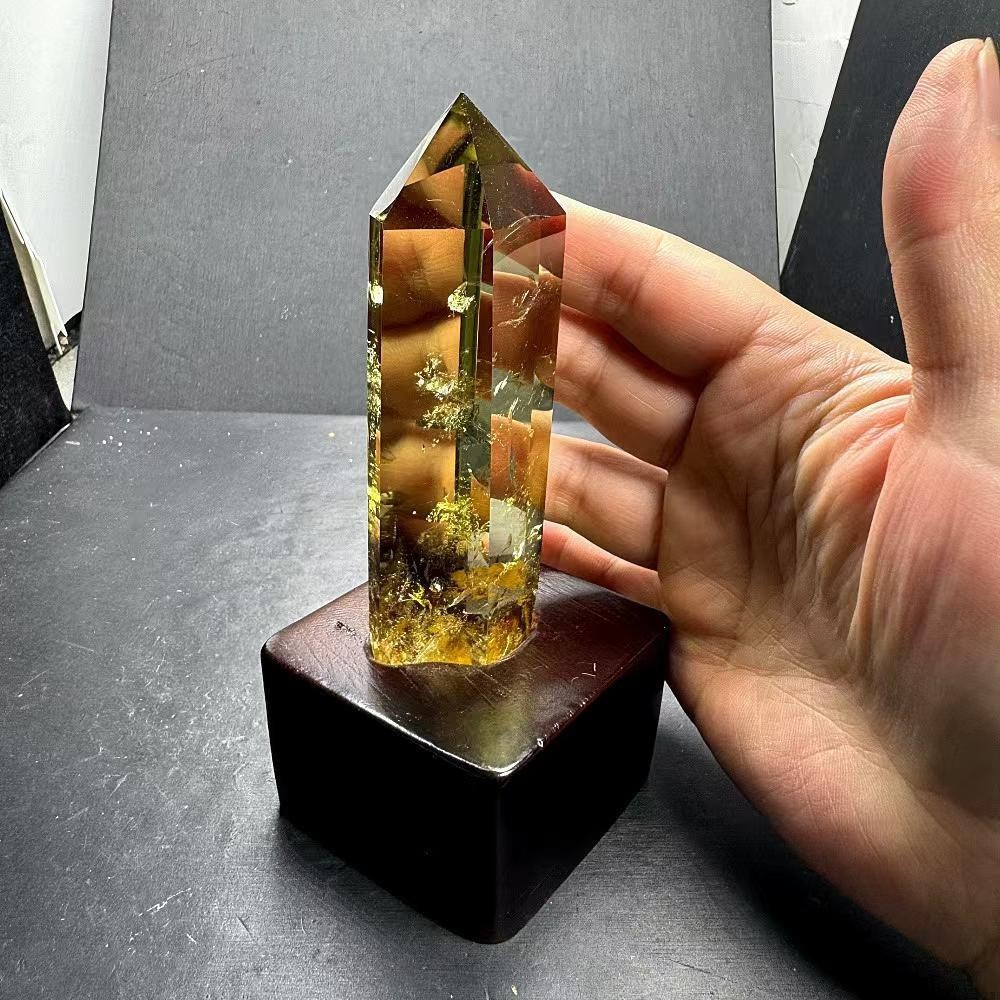 240g Natural Citrine Quartz Obelisk Energy Crystal Tower Point Reiki+Stand