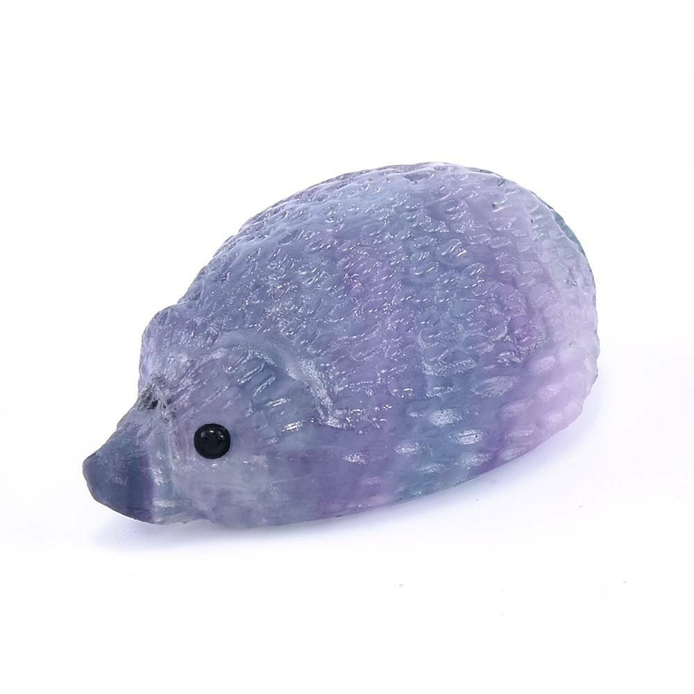 Natural Quartz Crystal Skull Carved Rainbow Fluorite Hedgehog Stone Healing.
