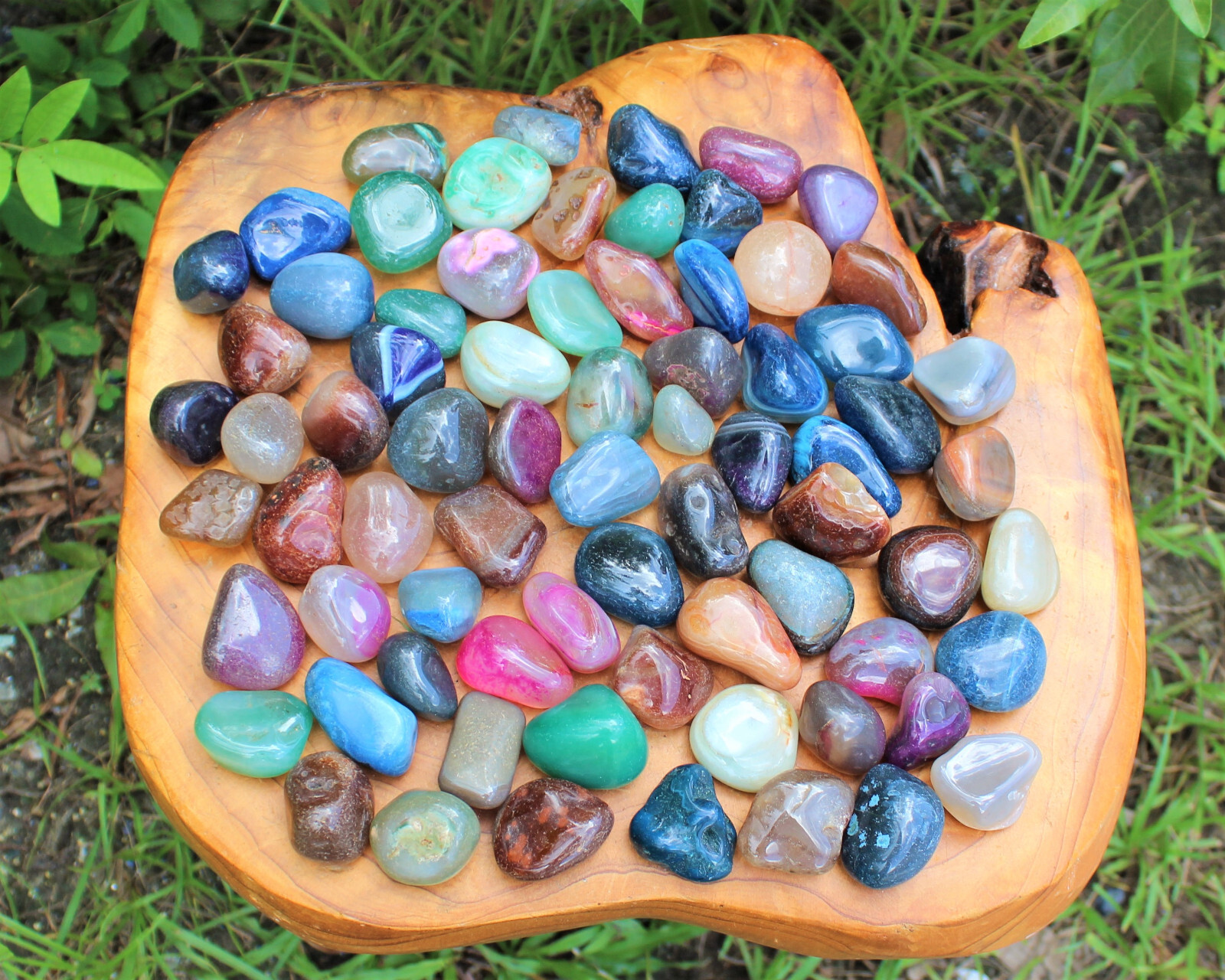 Dyed Tumbled Stones: Bright Colorful Mixed Agate Assorted Gemstone 500 Carat Lot