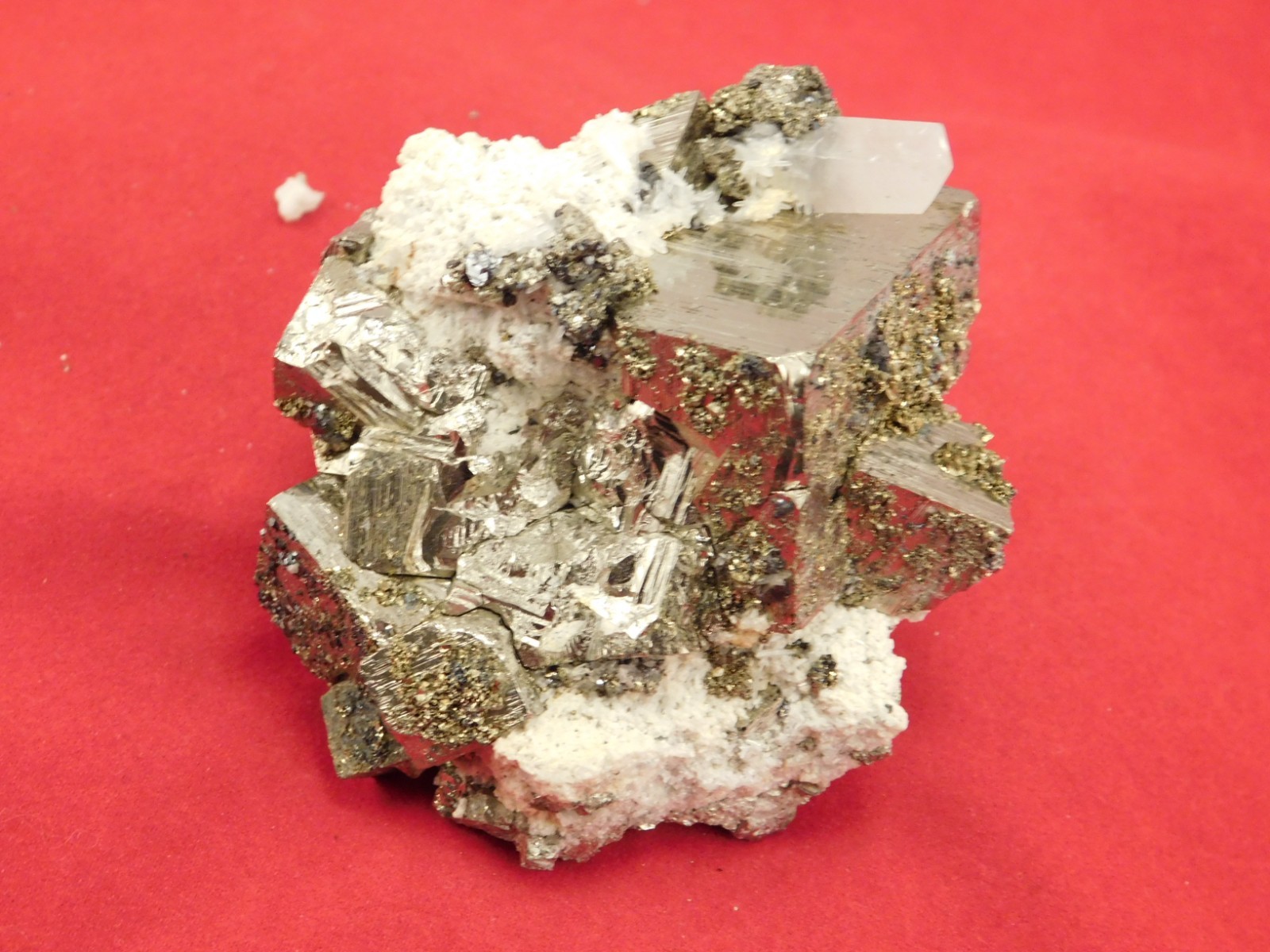 FLUORESCENT Calcite Crystal with PYRITE Crystal CUBES! From Peru 295gr