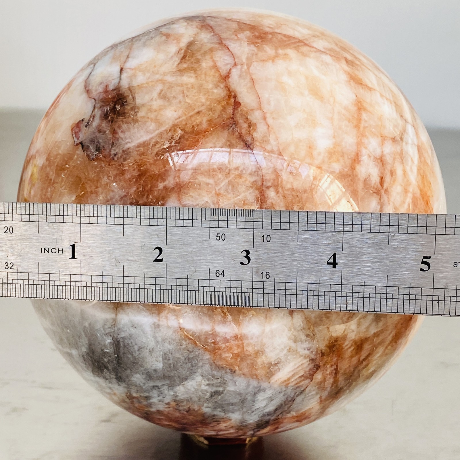 Natural Red Glue Flower Quartz Sphere Crystal Ball Healing 4940G