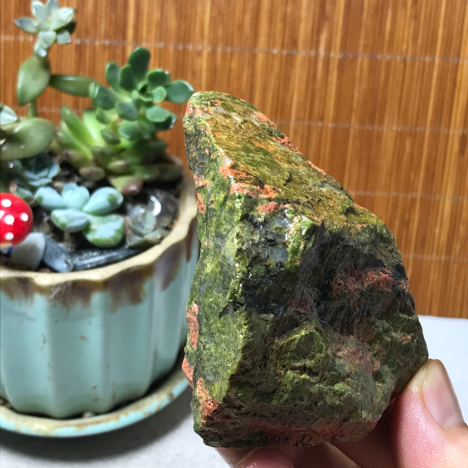 213g Natural Unakite Crystal gemstone Rough Mineral Specimen healing A6356