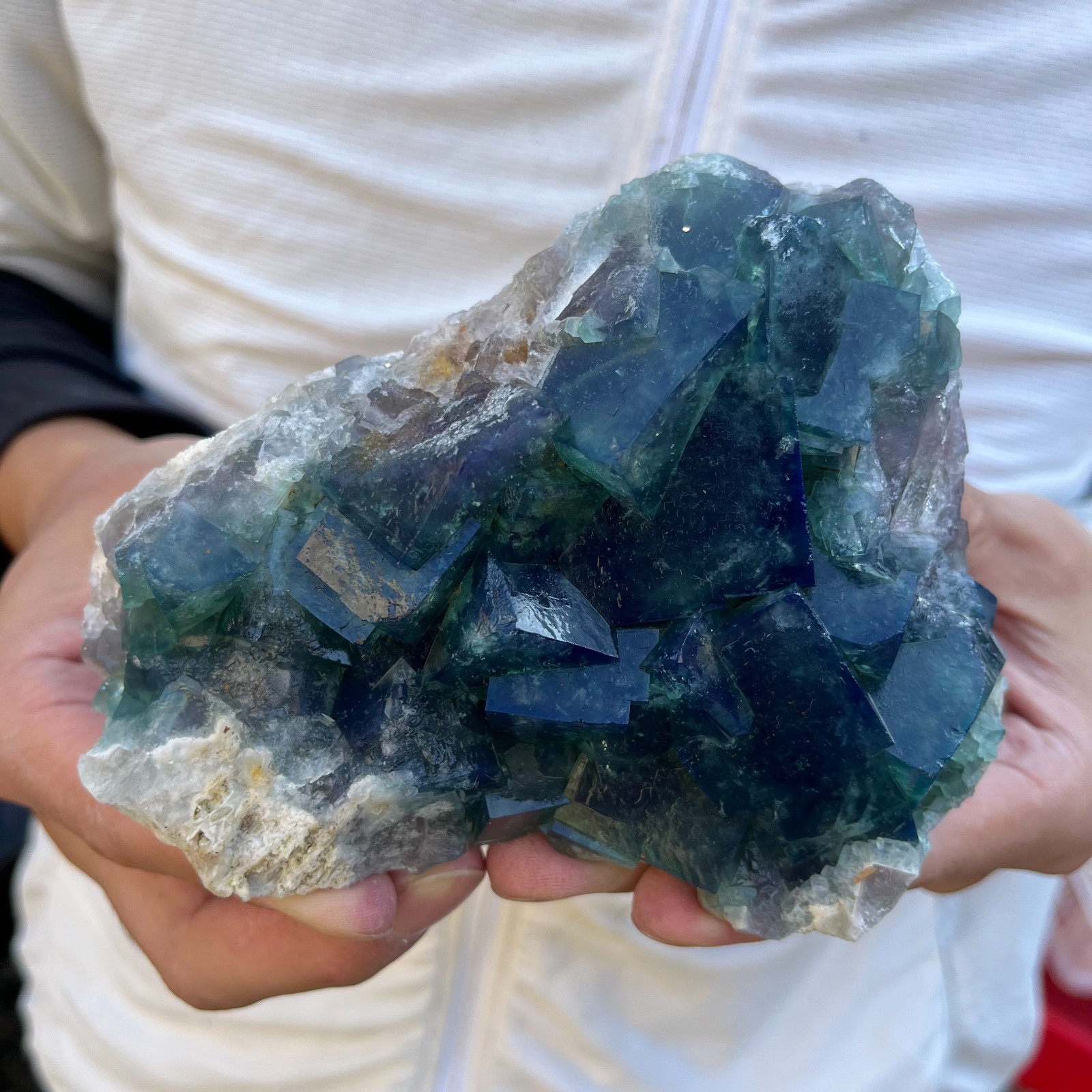 2.2lb Natural cubic green fluorite crystal cluster rough mineral specimen