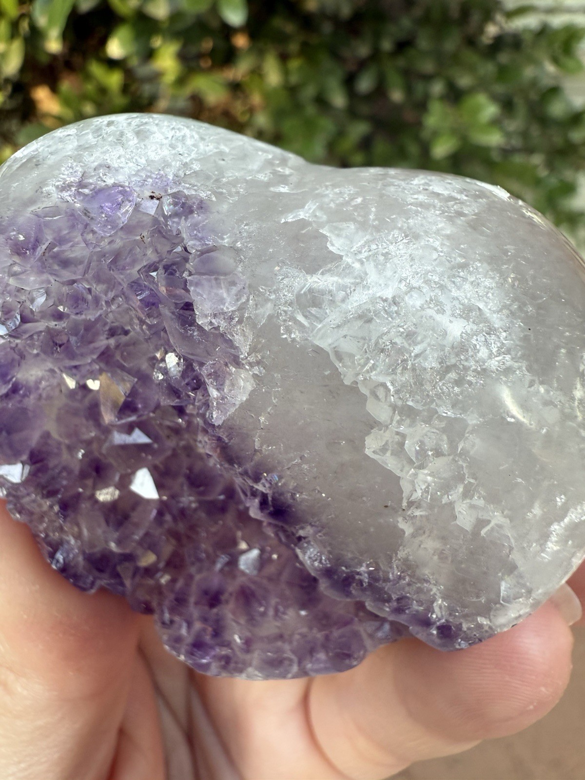 Full Quartz Purple Amethyst Crystal Heart Carved And Polished 6.8oz 62mm X 64mm