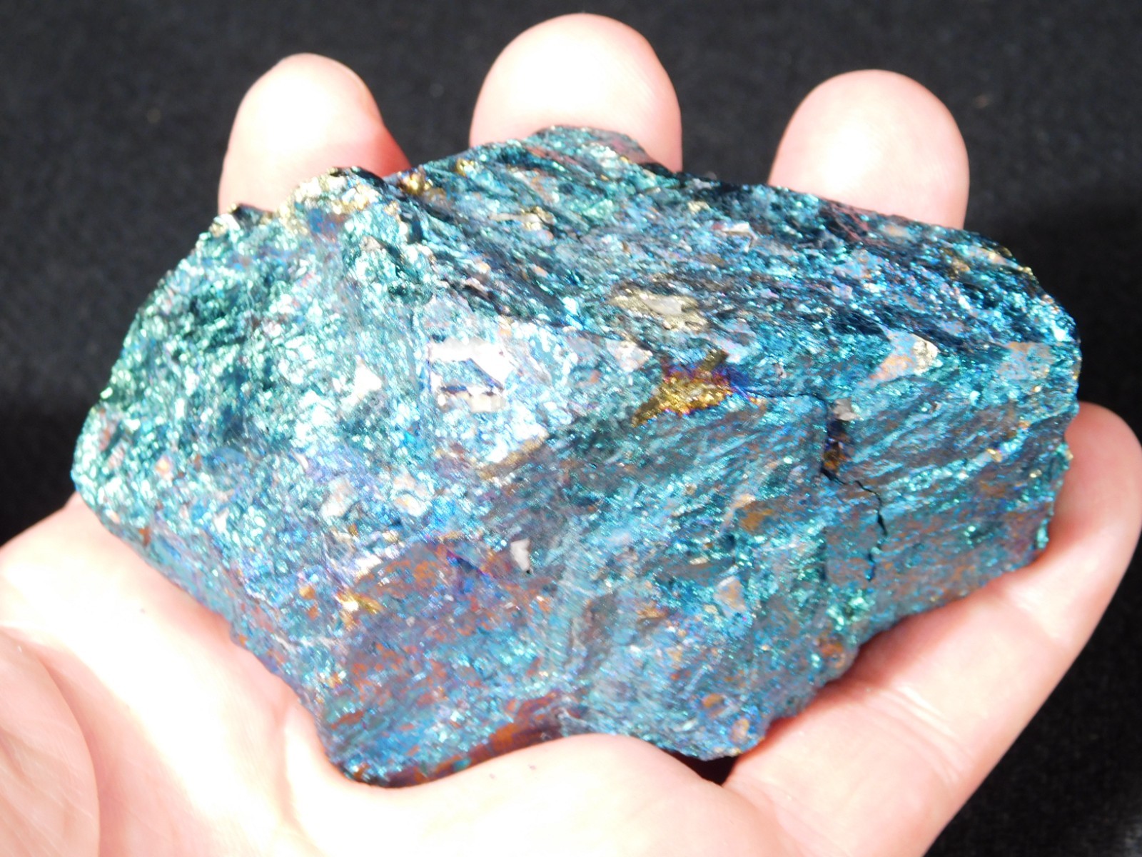 LARGER Bright IRIDESCENT Peacock Copper Chalcopyrite or Peacock Ore Mexico 347gr