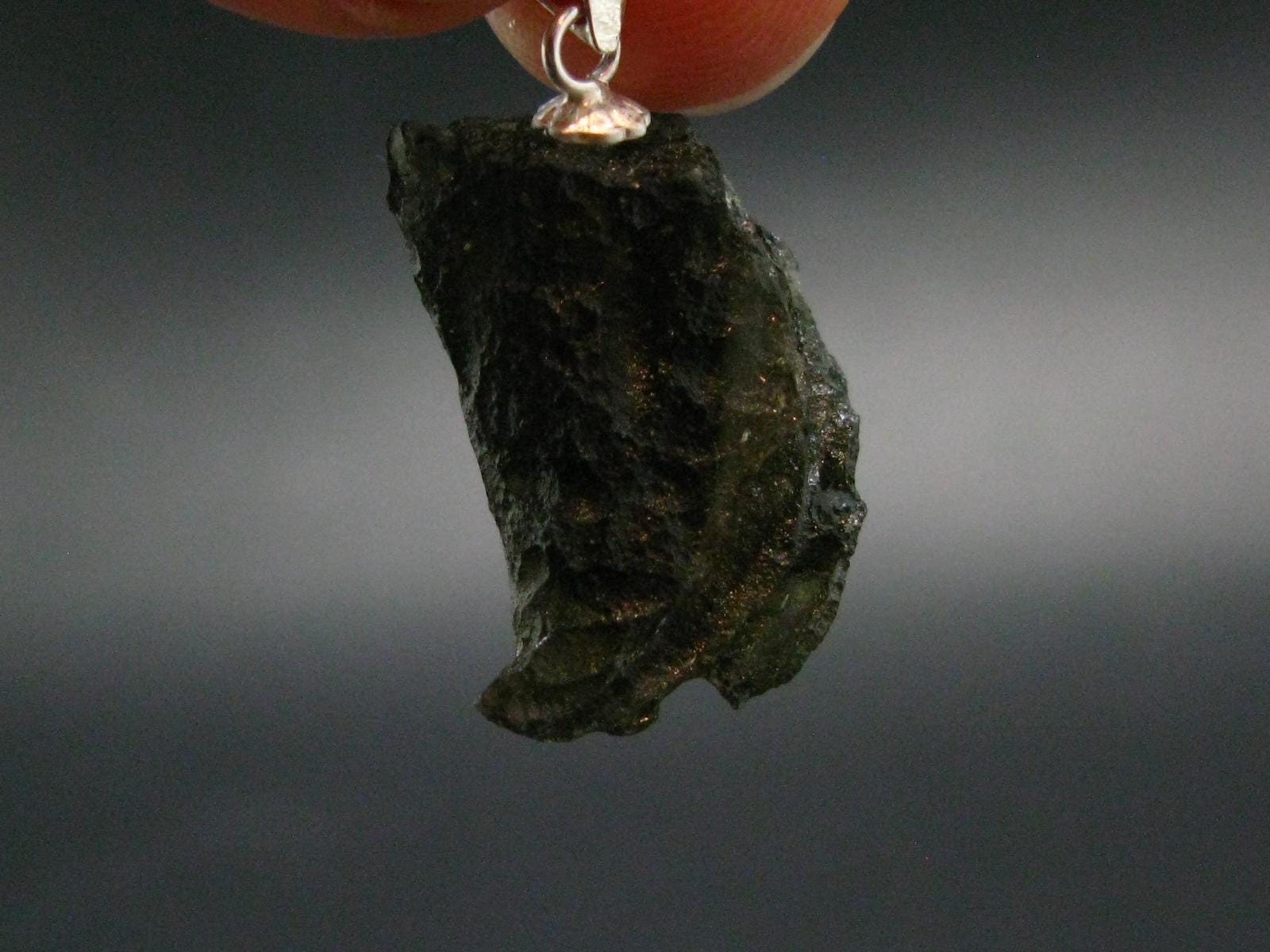 Moldavite Tektite Silver Pendant from Czech Republic – 1.0″ – 2.52 Grams