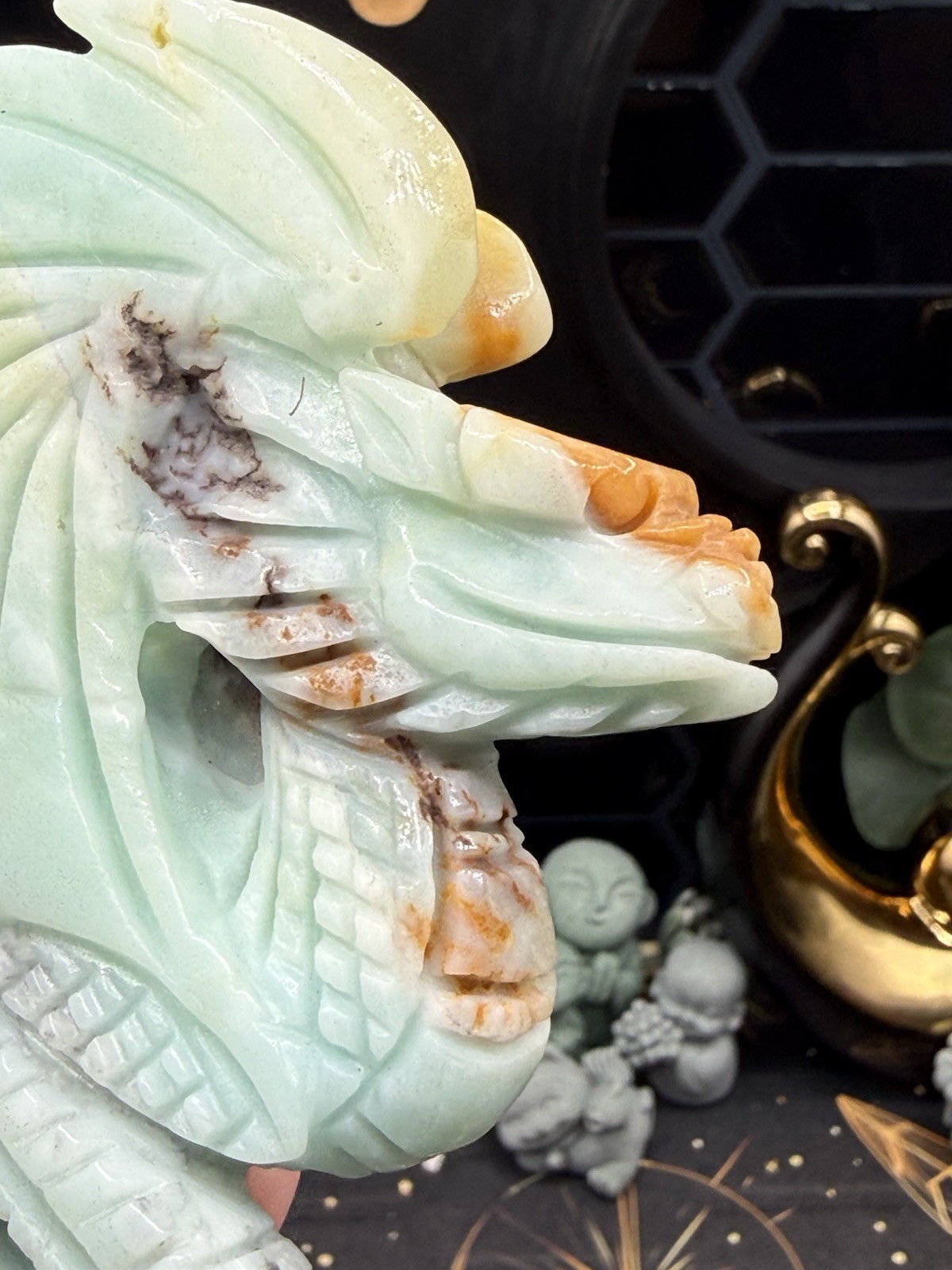 Natural Sky Blue Quartz dragon Carving Just gorgeous! 1.2lbs+ Free shipping