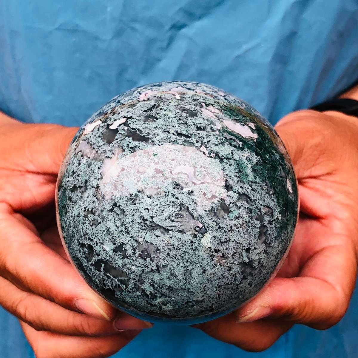 3pcs 4.46LB Natural Water Grass Agate Ball Quartz Crystal Ball Healing 2116