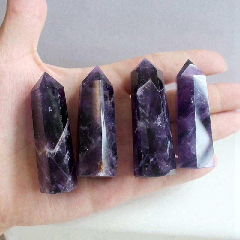 50-60mm Natural Dreamy Amethyst Quartz Crystal Obelisk Wand Tower Point Healing