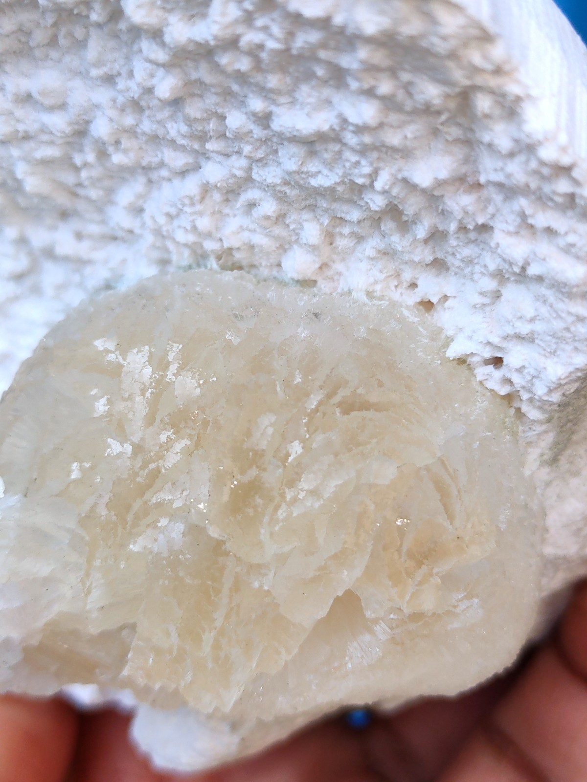 Yellow Sterlite Ball on Okenite Natural mineral specimen