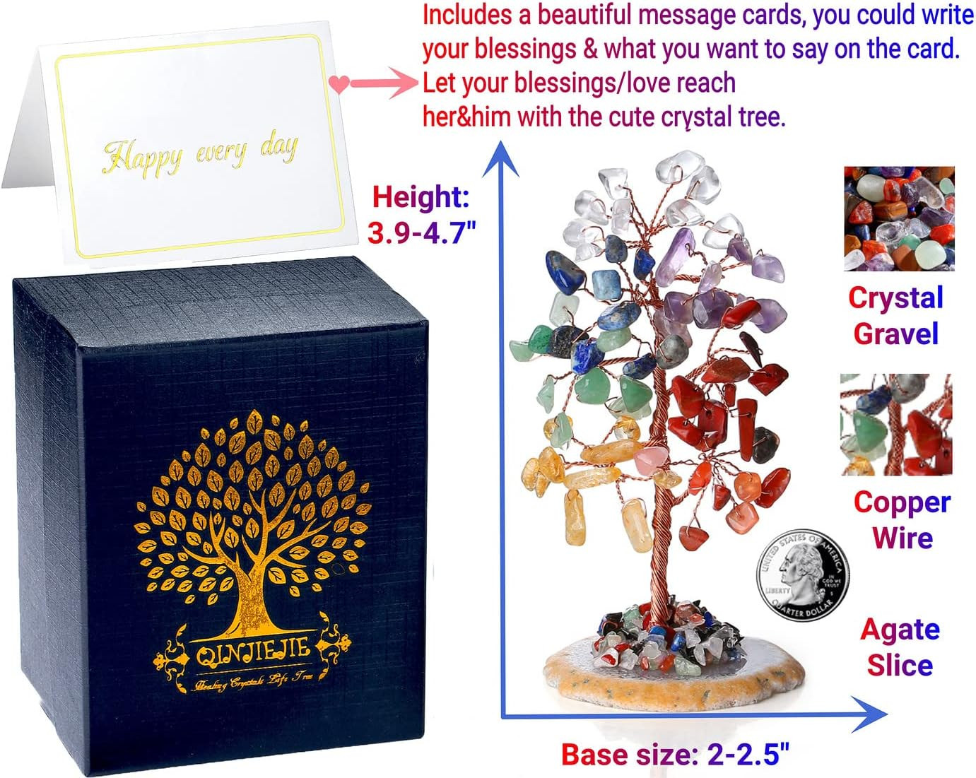 Chakra Tree Natural Crystal Tree of Life Money for Desk Decor 7 Chakra Stone for