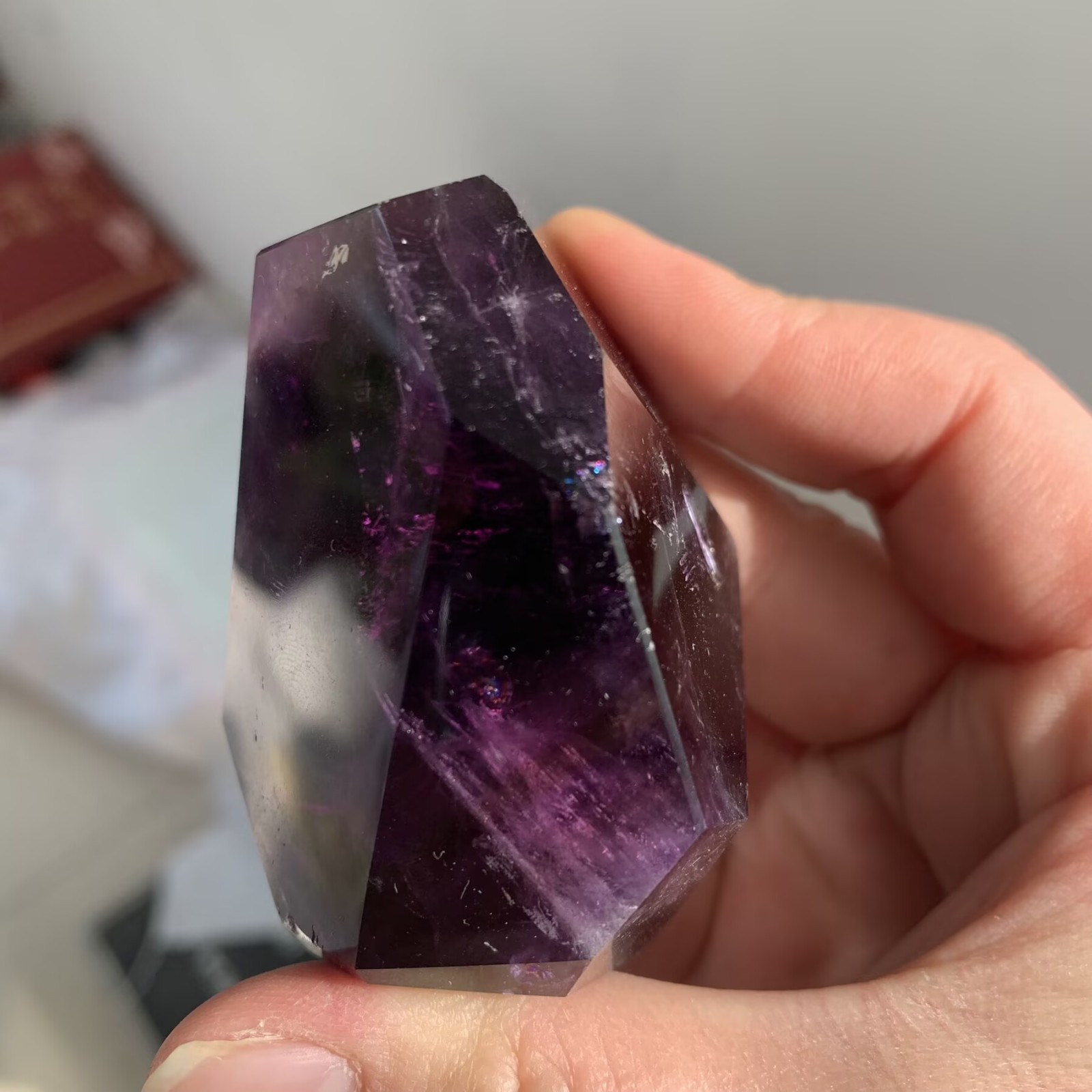 157g Faceted Amethyst Freeform Geometric Crystal Hand-Cut Stone Spiritual Decor