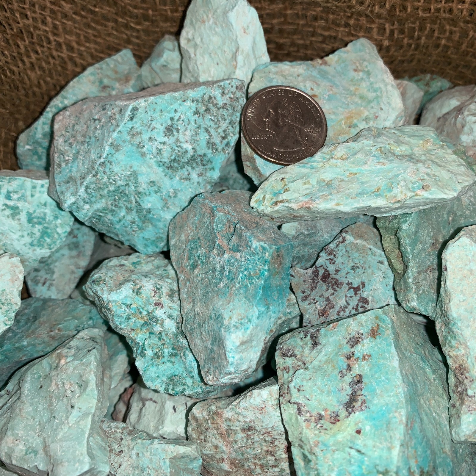 2000 Carat Lots of Natural Turquoise Rough + a Free Faceted Gemstone