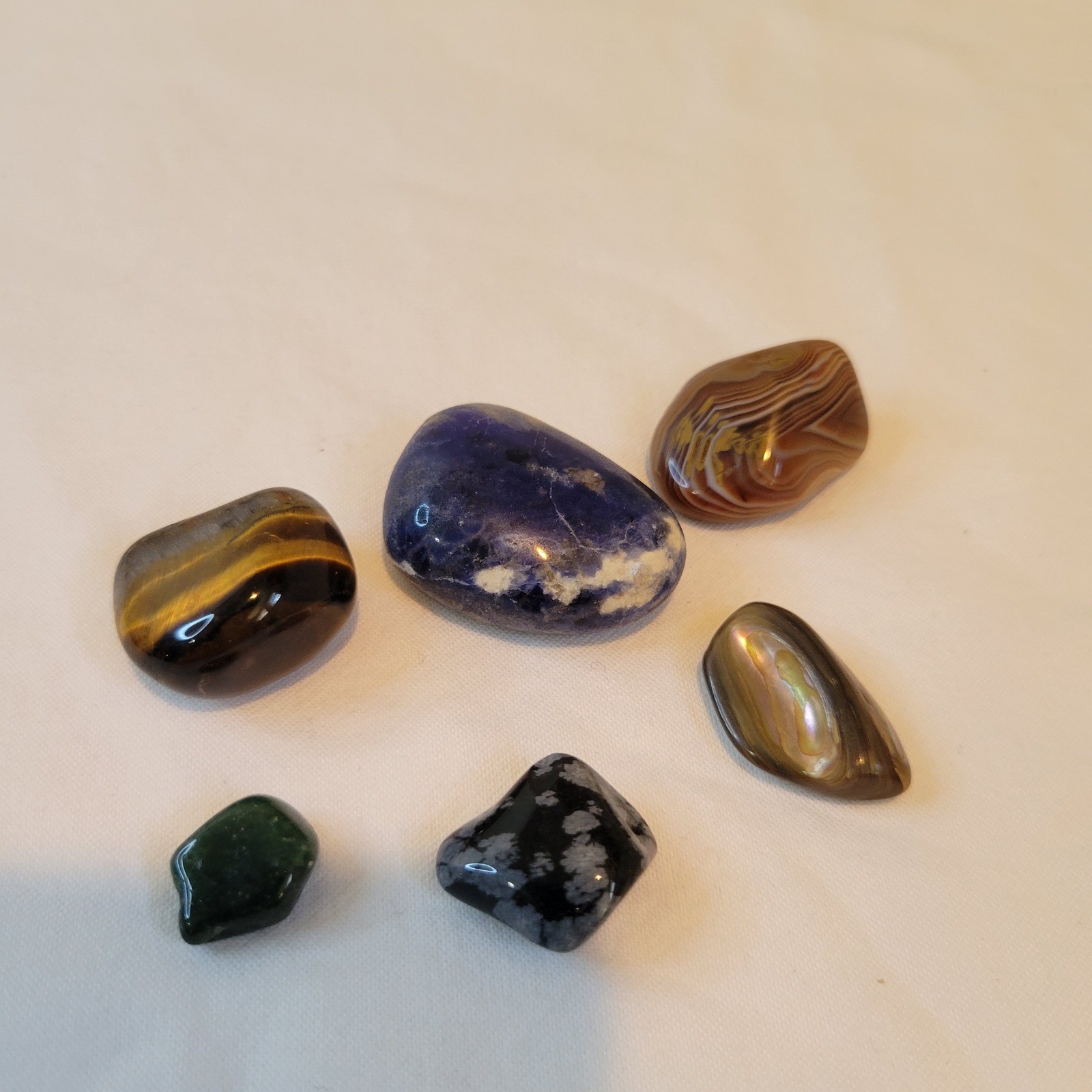 6 Piece Polished Tumbled Gemstone Small Rocks Set Tigers Eye Sodalite