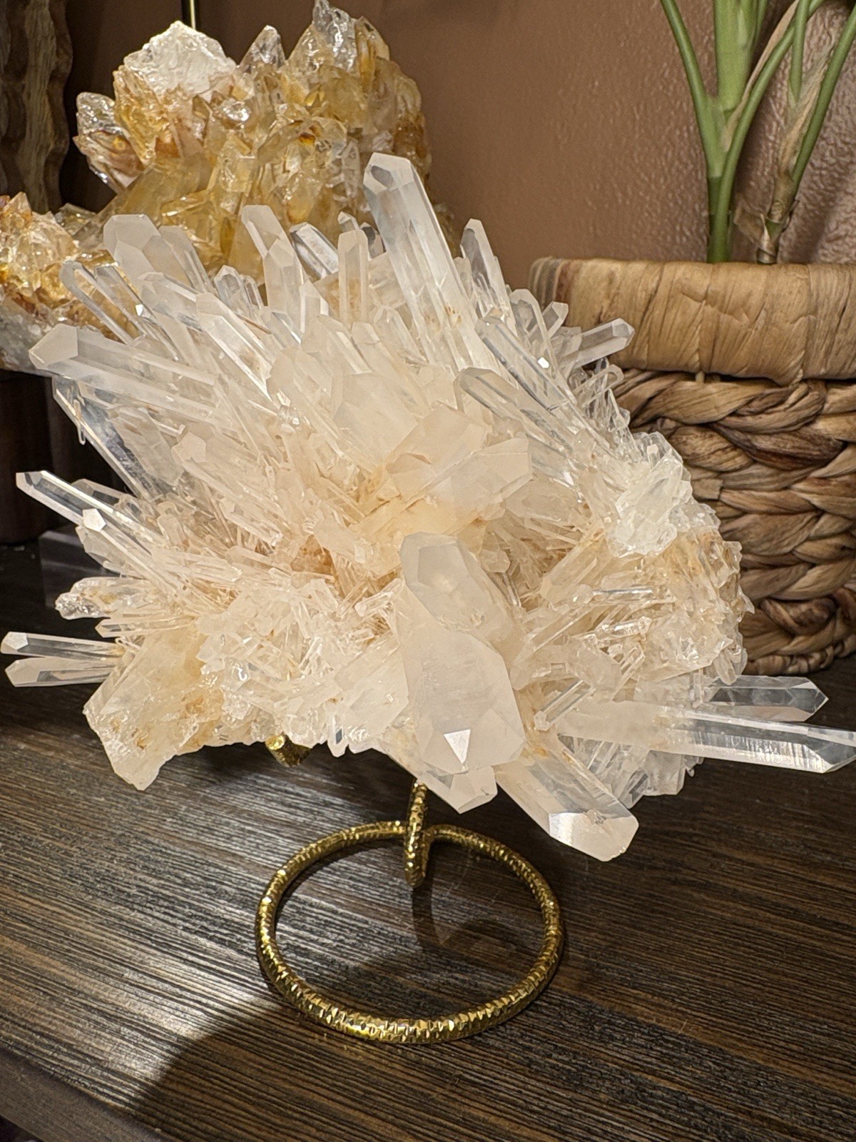 Golden Lemurian Quartz Cluster 6in x 4in