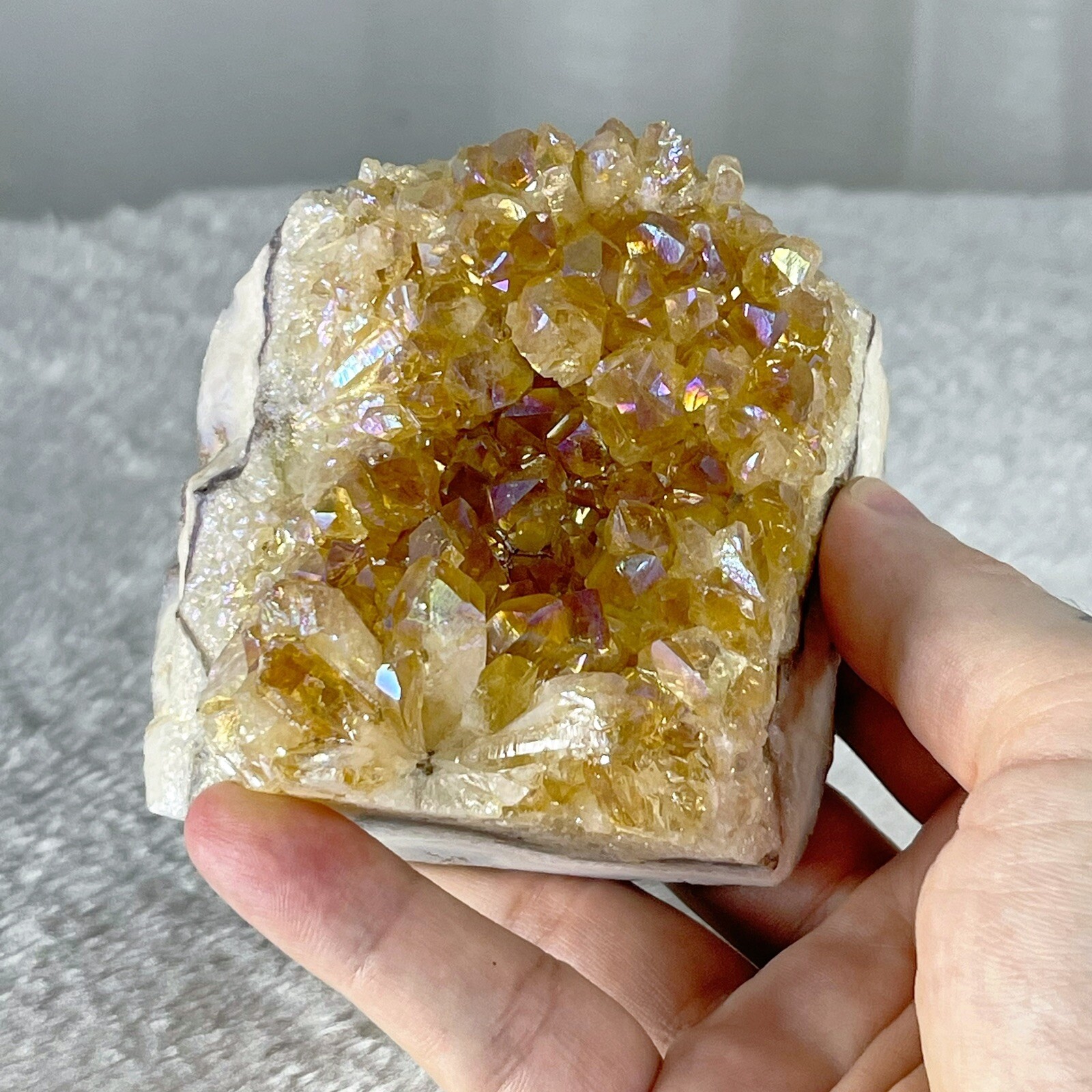 1.3lb Rare Angel Aura Citrine Cluster Aura Coated Crystals LRG Citrine Cluster