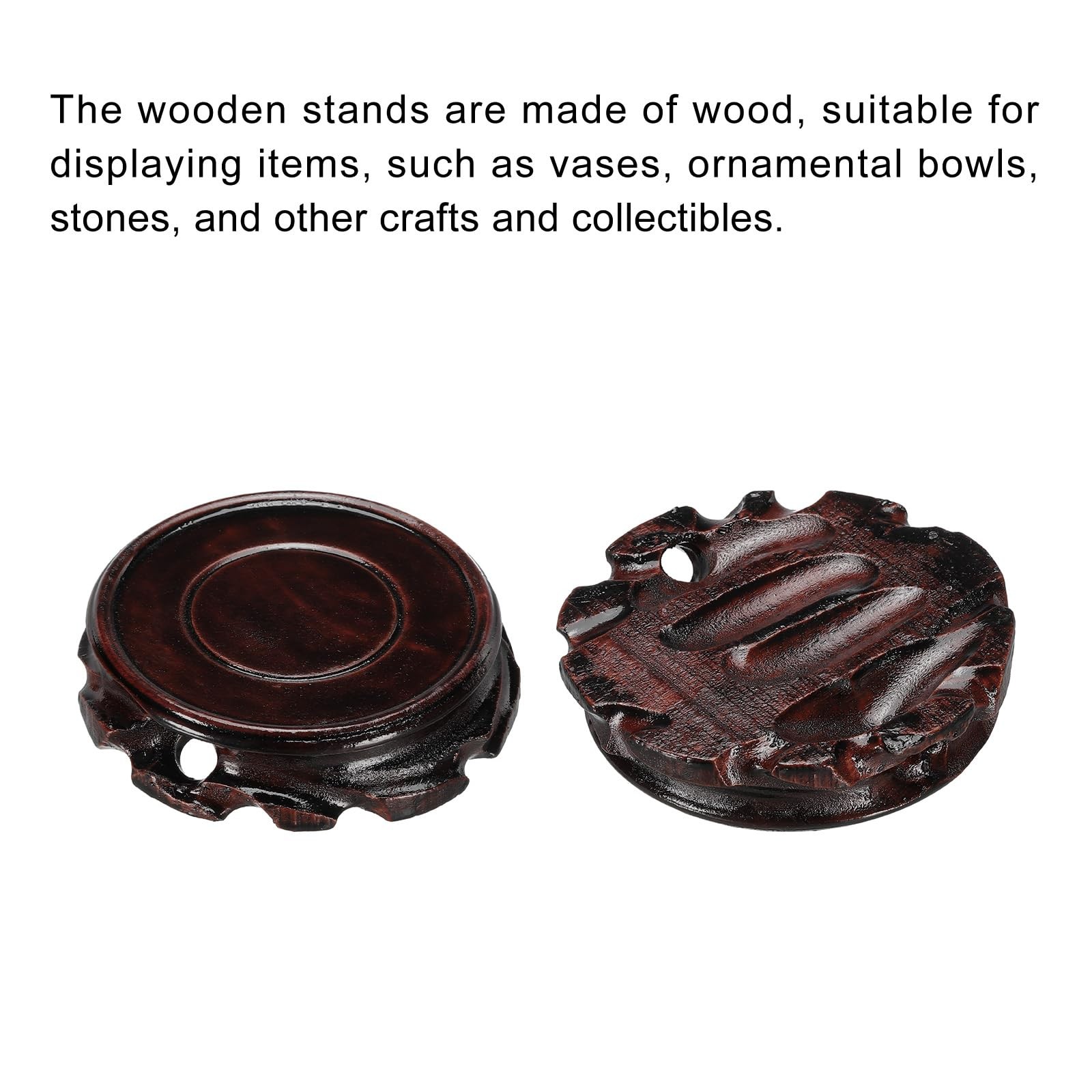 2 Pcs 80mm Diameter Black Wooden Stand Holder Display Base for Vase Bonsai
