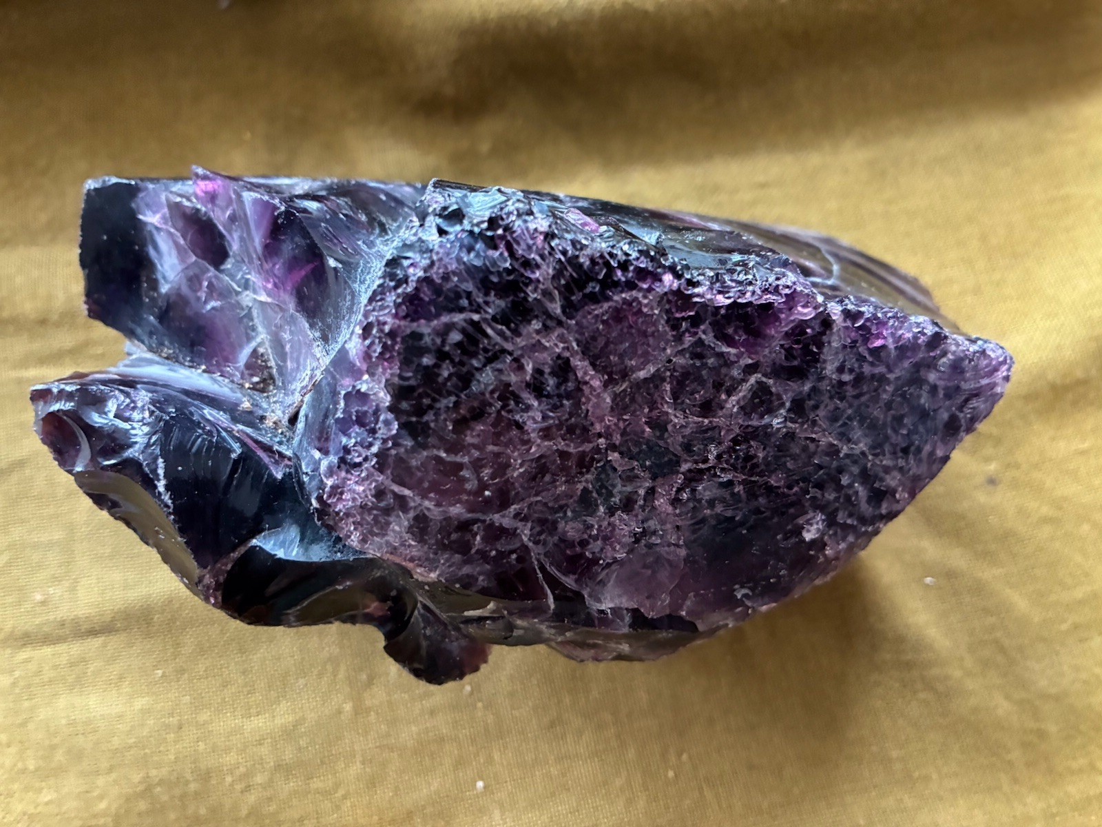 DEEP PURPLE/MULTICOLOR FLUORITE GLASS SLAG? PIECE~Great Looking; Hefty Sample