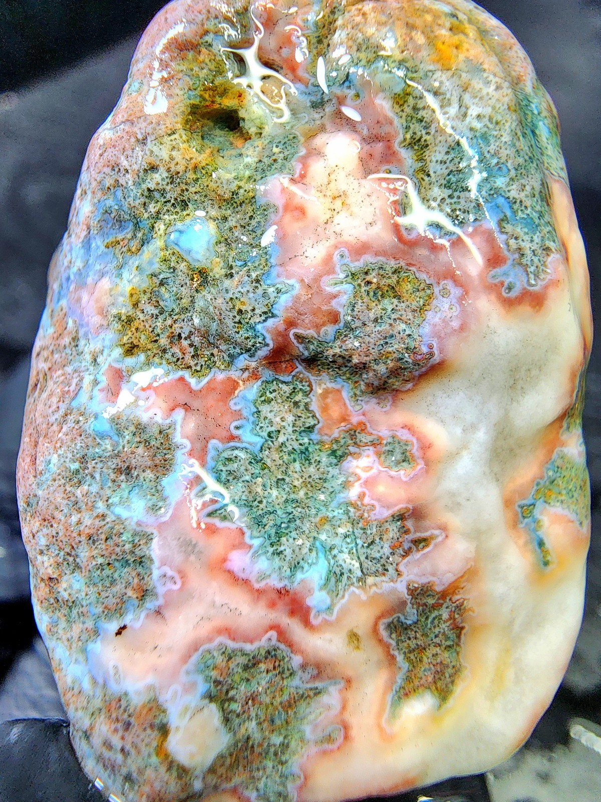 Rare Lake Superior Orbicular Moss Agate – Pink Blue & Green Chalcedony – 2.0 oz