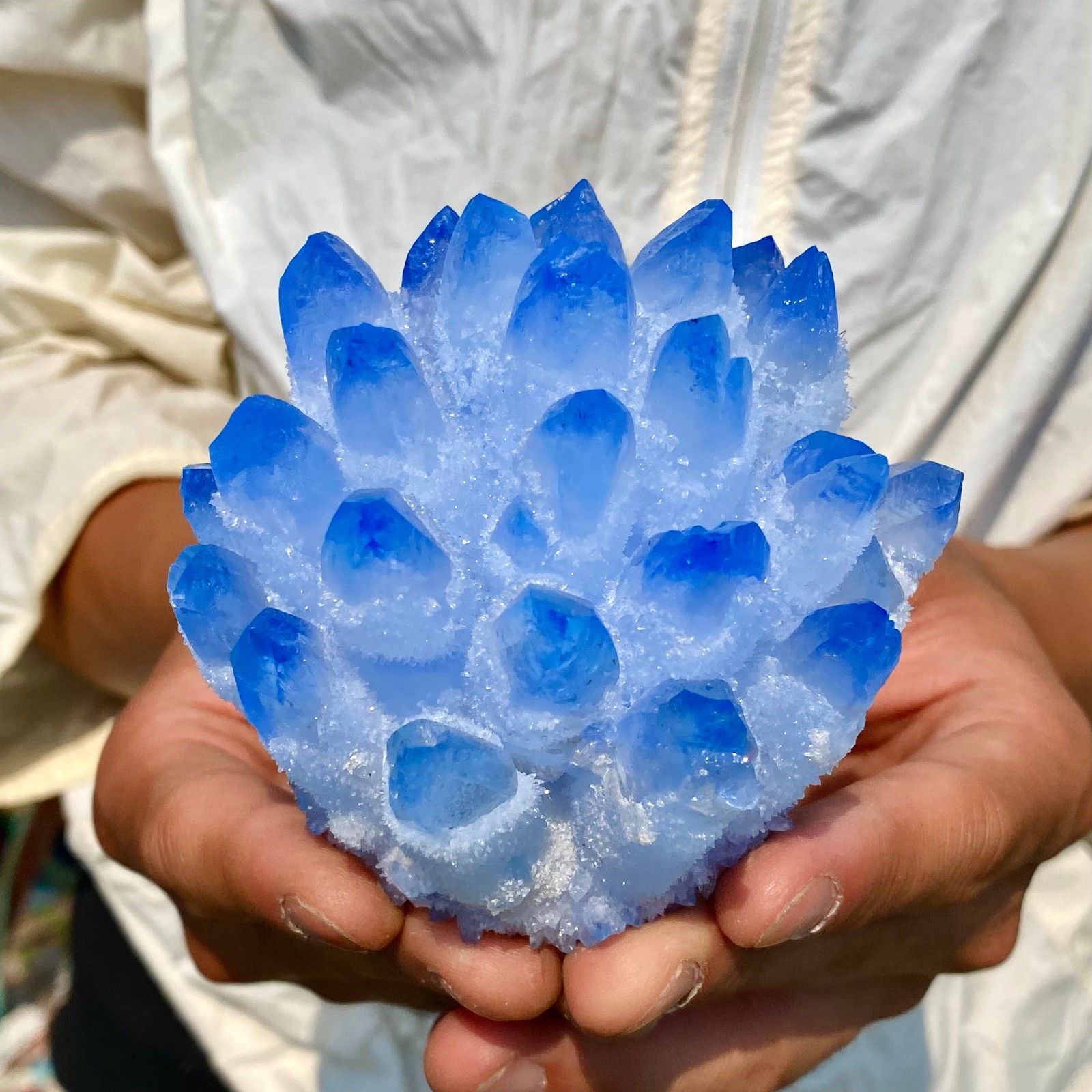 454G Newly discovered blue crystal cluster flower shaped mineral specimen