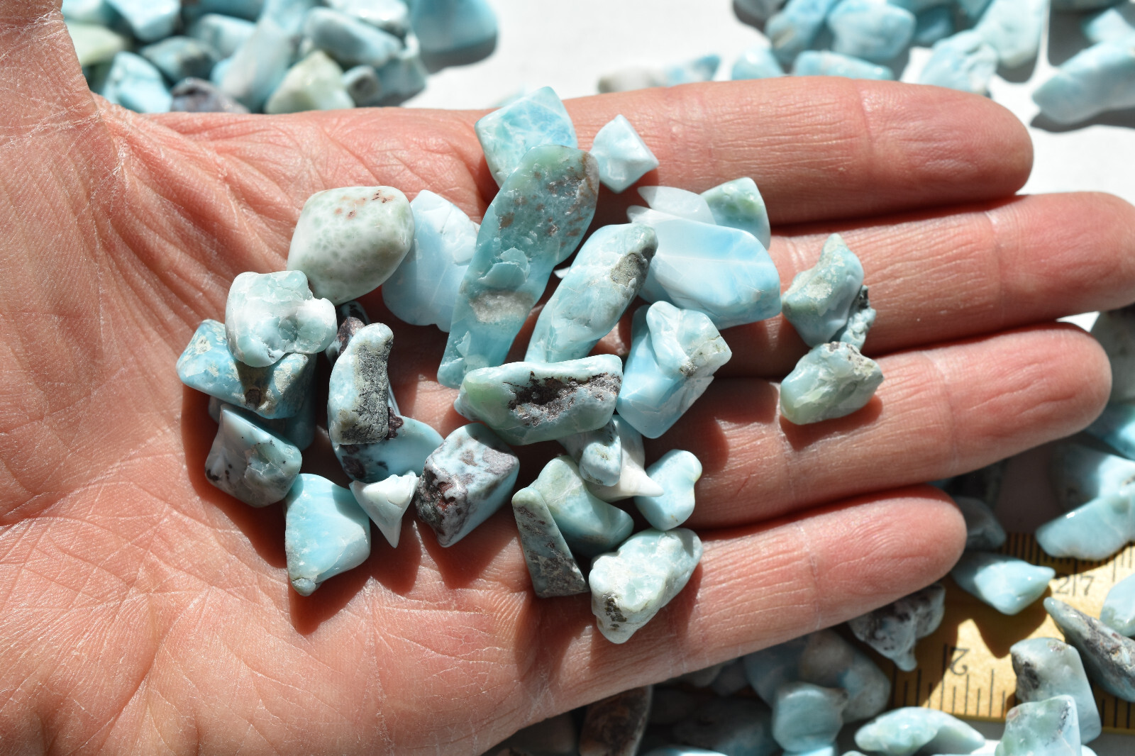 WHOLESALE Larimar Tumbled Stones from Dominican Republic 1 kg # 5535