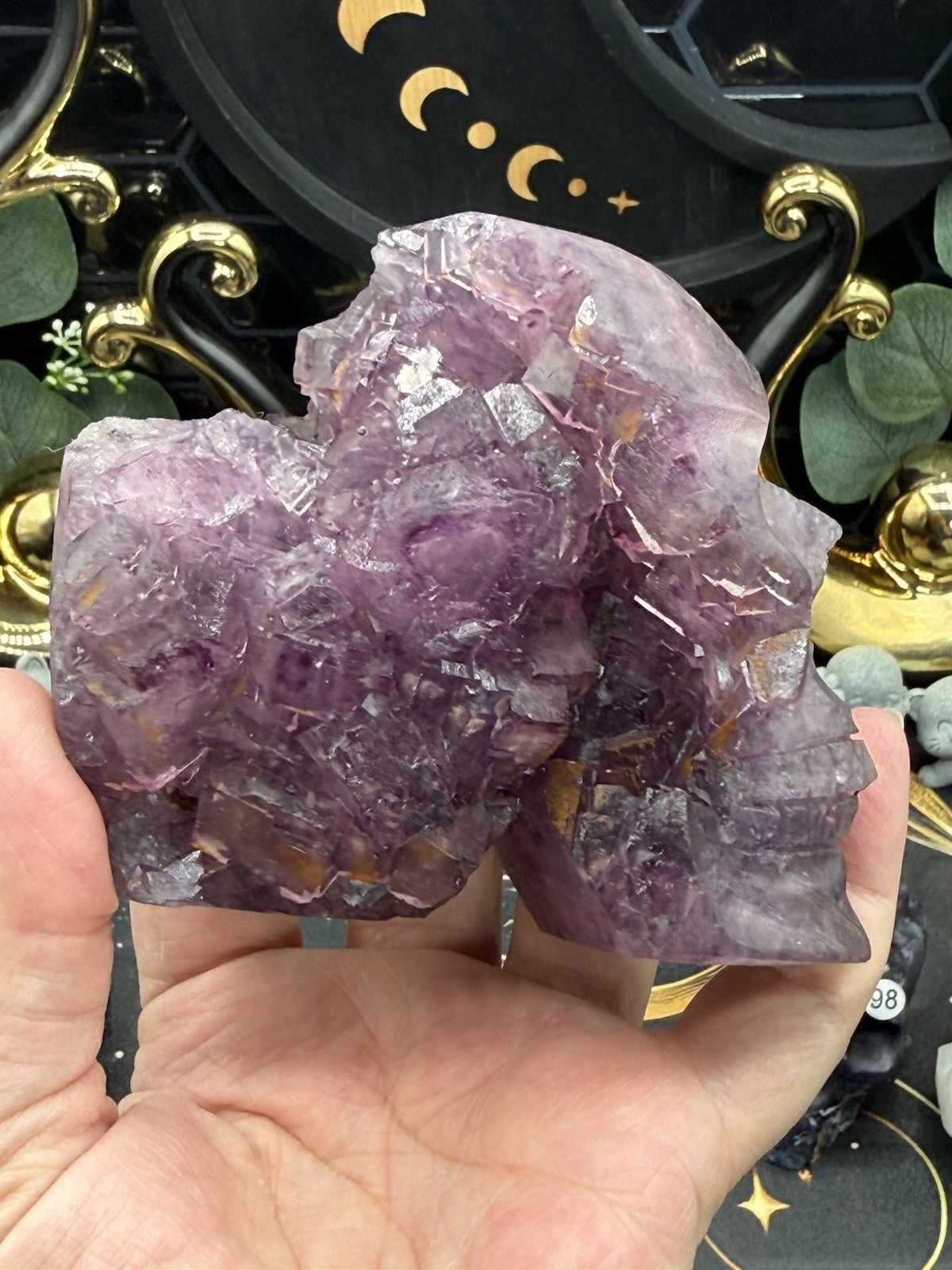 Natural Fluorite Skulls Raw Specimen Feather cube blue purple green free ship