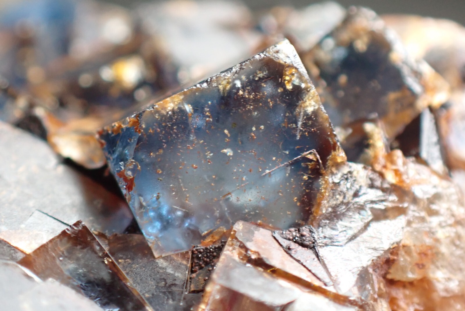 FLUORITE * BLUE CRYSTALS ON QUARTZ * RARE LOCALITY ! Cerny Potok, CZECH REPUBLIC