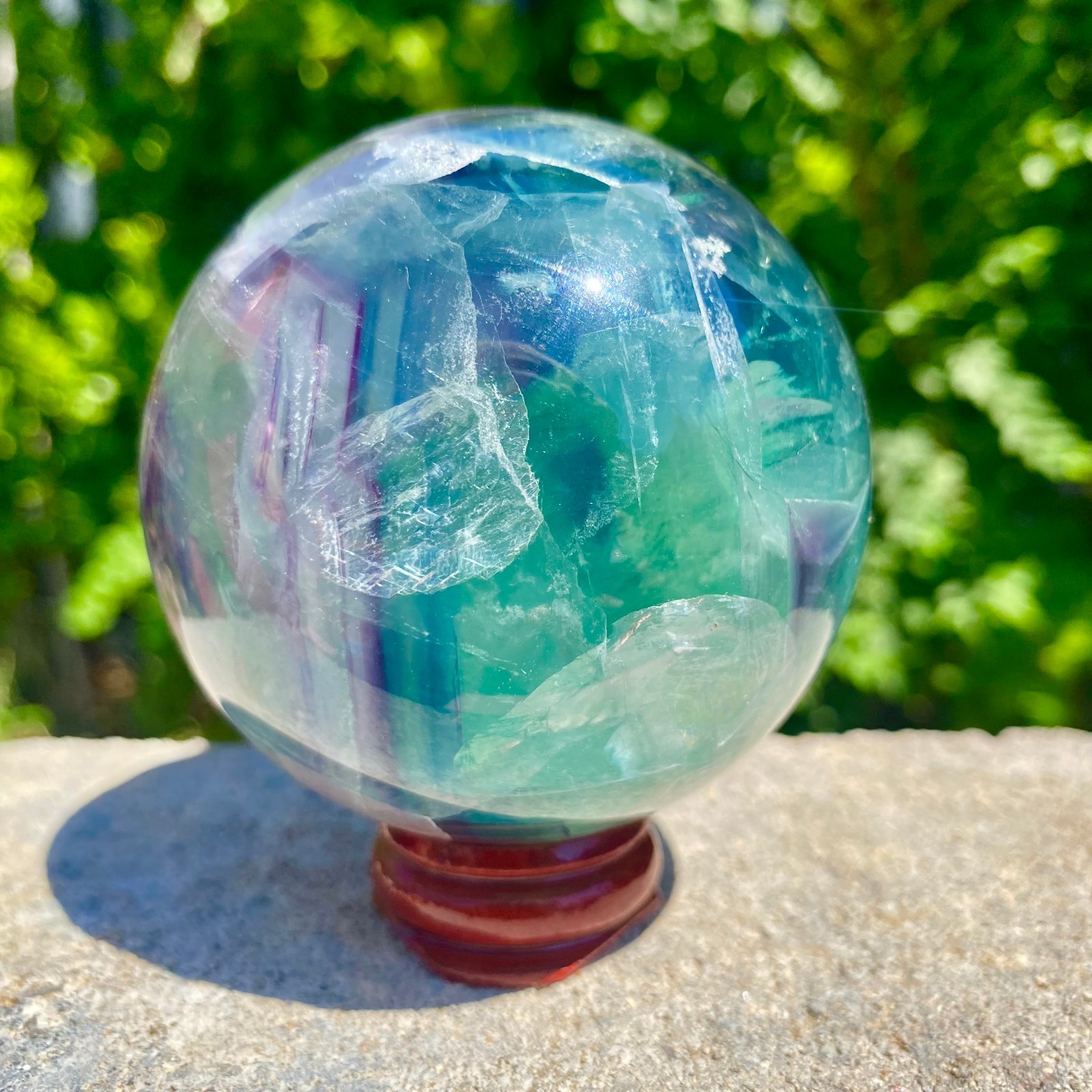 1.24LB natural Green fluorite ball quartz crystal Sphere Reiki energy healing