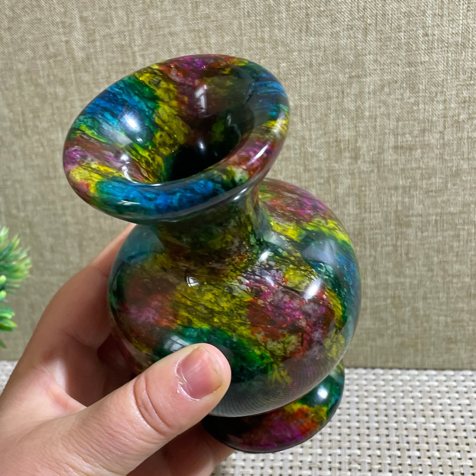 871g Seven Colors Jade vase specimen Decorative -Taiwan China