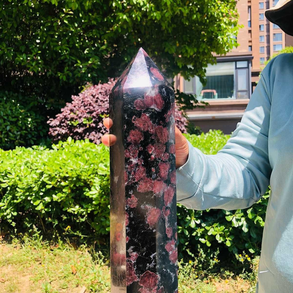 16LB Natural Garnet Fireworks Obelisk Quartz Tower Crystal Wand Point Healing