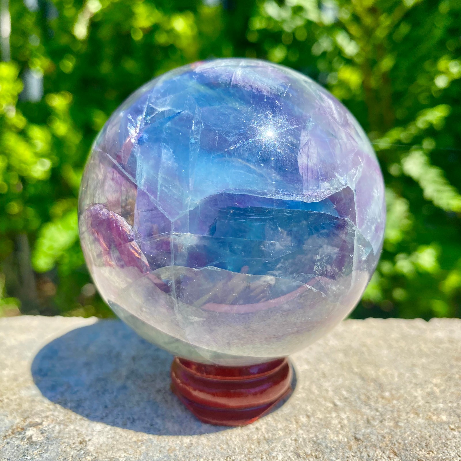 1.24LB natural Green fluorite ball quartz crystal Sphere Reiki energy healing