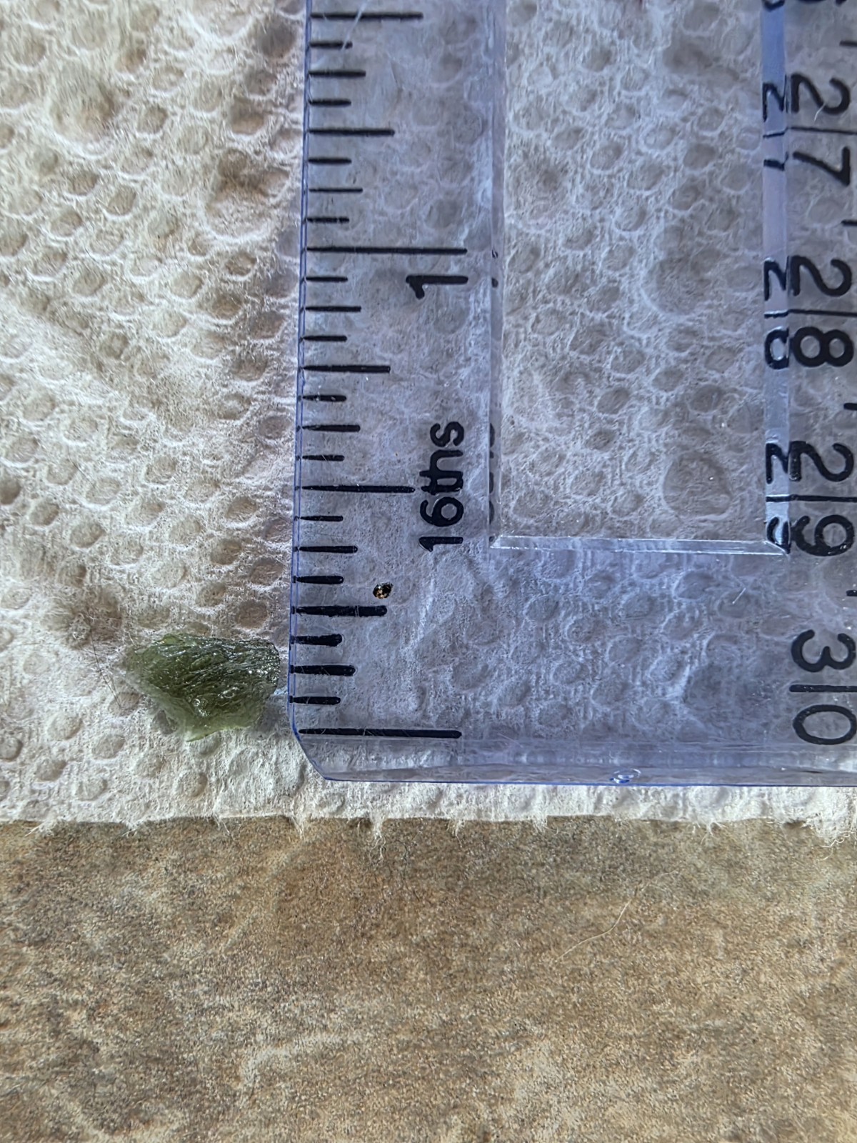 Moldavite Specimen in Display Case