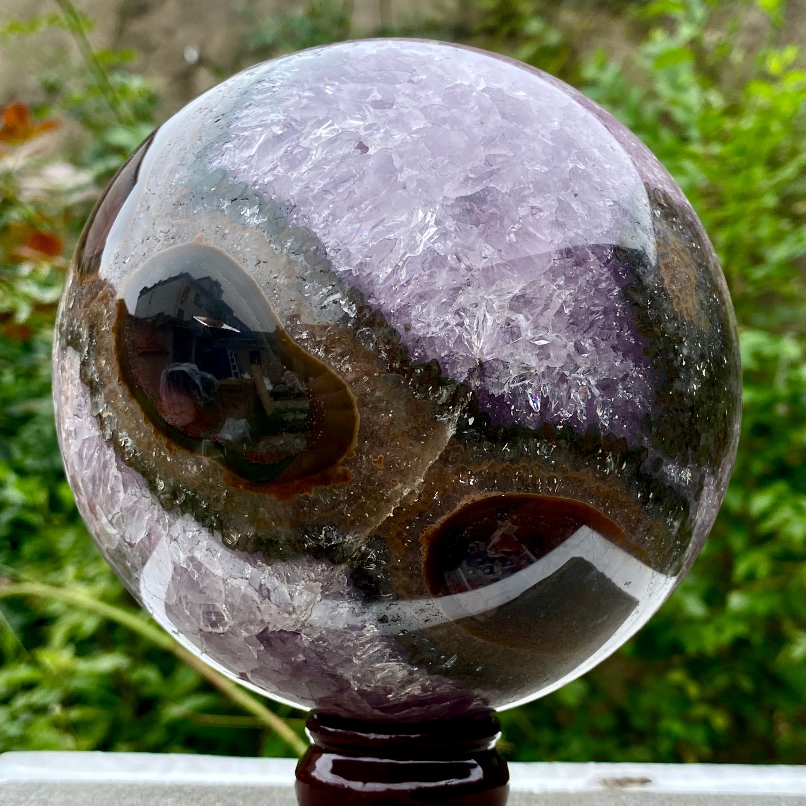 5.9LB Natural Amethyst Agate Sphere Polished Healing Crystal Ball Home Fe