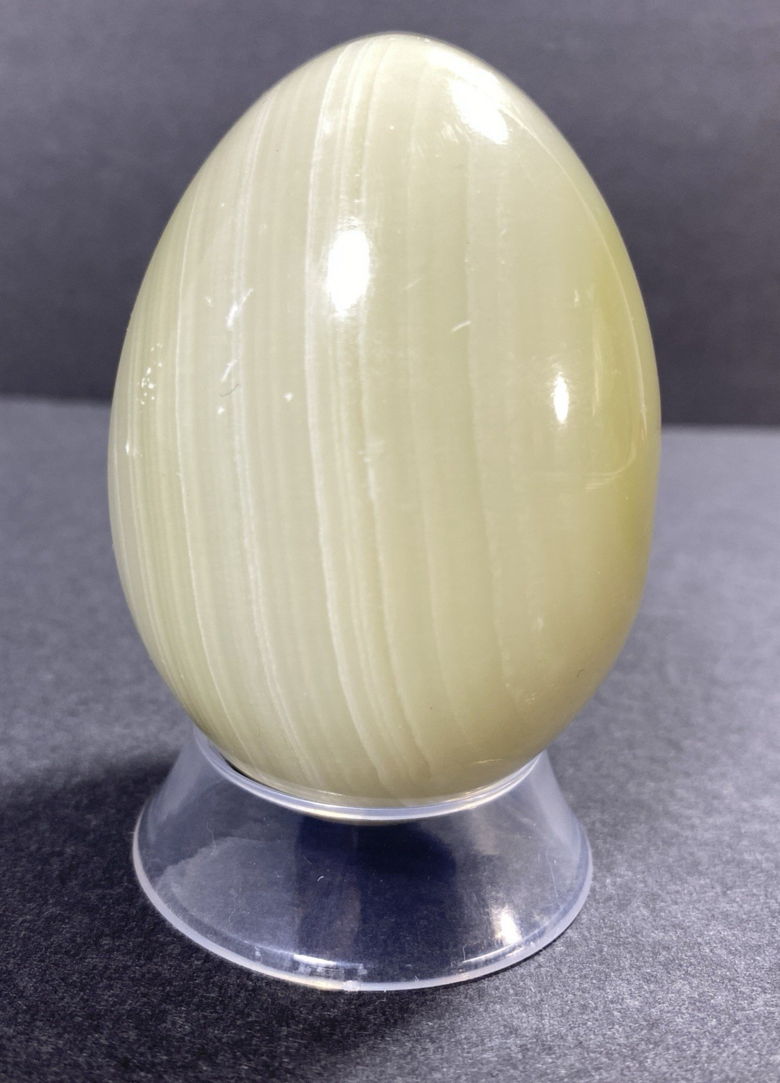 Natural Onyx Stone Egg With Stand Hand Polished Banded Agate Calcite Crystal