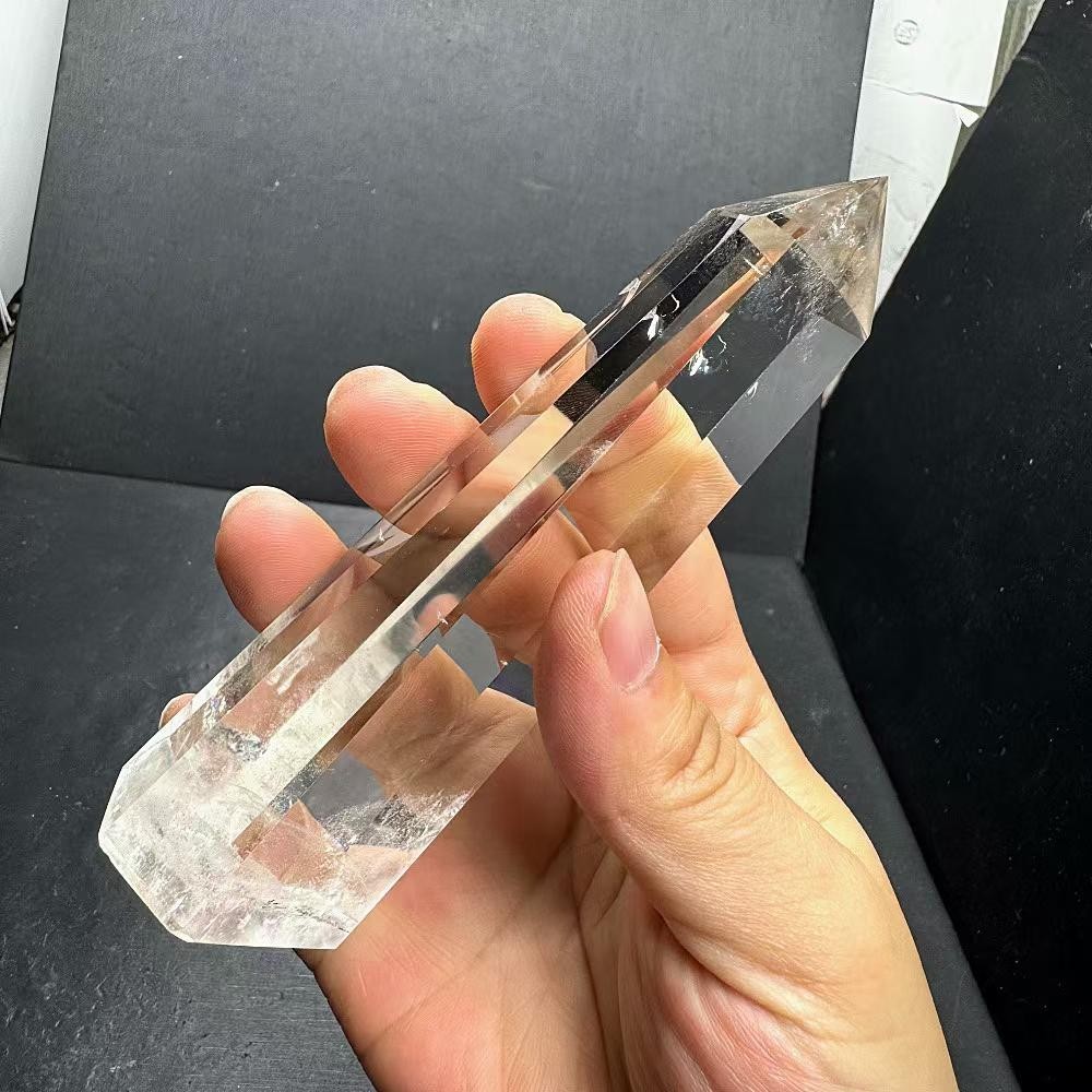 230g Natural White Quartz Obelisk Crystal Energy Tower Reiki Healing+Stand