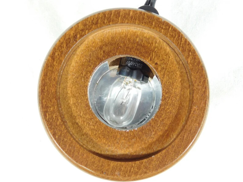 Display Stand Round Shape With LIGHTED Base Brown Wood Color