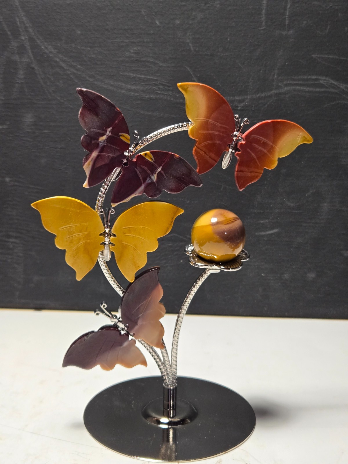 STUNNING BUTTERFLY MOOKAITE SPHERE HOLDER (2 spheres included) – BEAUTIFUL!! P45