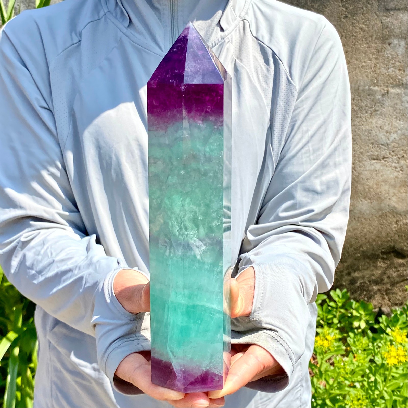3.28LB Natural Fluorite Crystal Column Magic Wand Obelisk Point Earth Healing