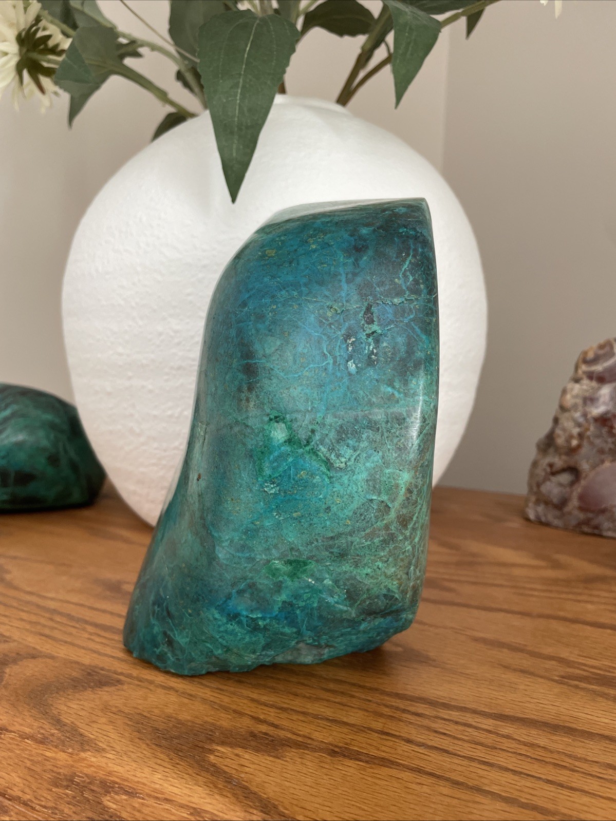 XL vibrant chrysocolla in quartz / Carved And Polished Crystal / Cabochon 3588g
