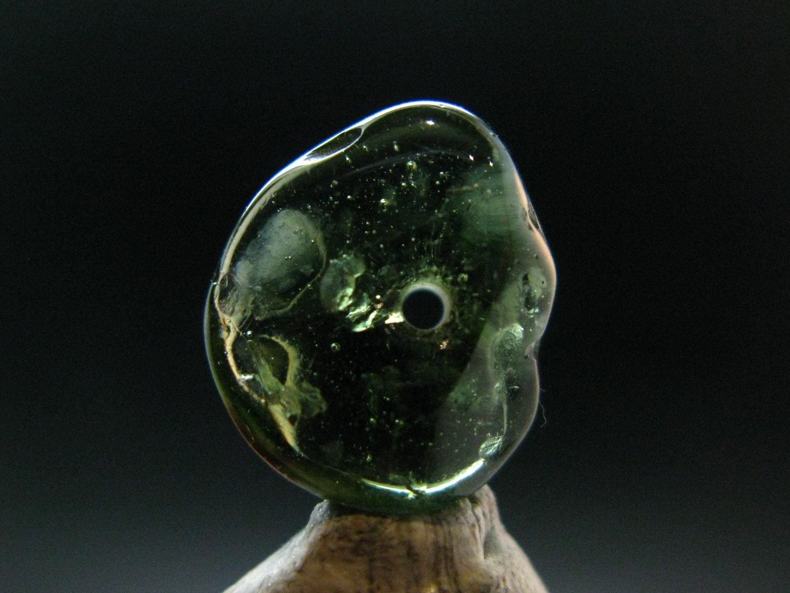 Moldavite Tektite Tumbled Bead from Czech Republic – 12 mm – 5.0 Carats