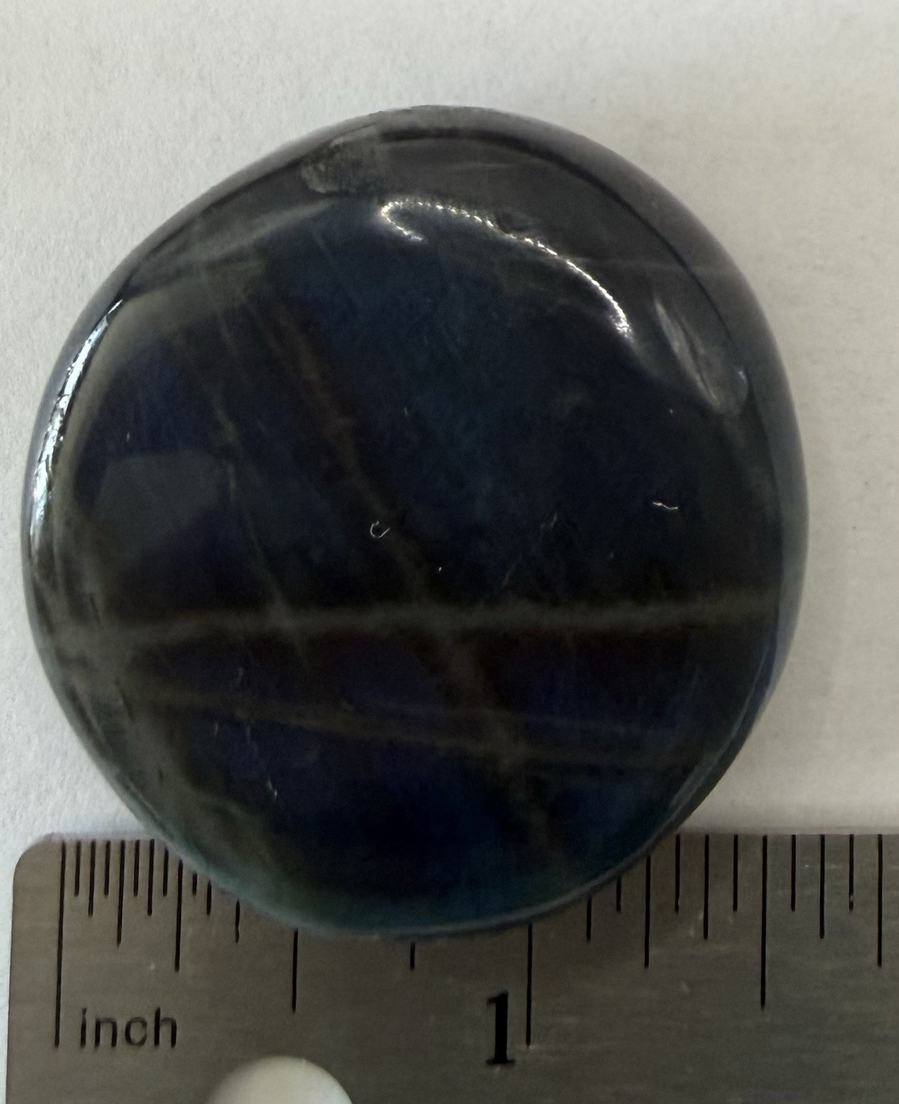 Labradorite Specimen. 1 5/8” Diameter x 7/16”. 1.4 ounce. Polished all sides.