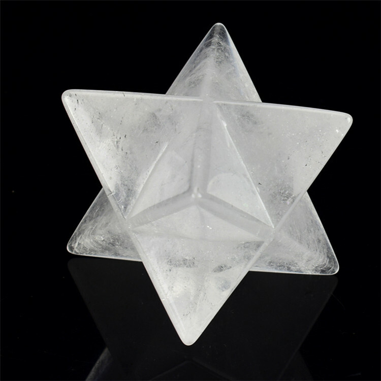 1PCS 40mm Natural Quartz White Crystal Merkaba Star Reiki Healing Realistic